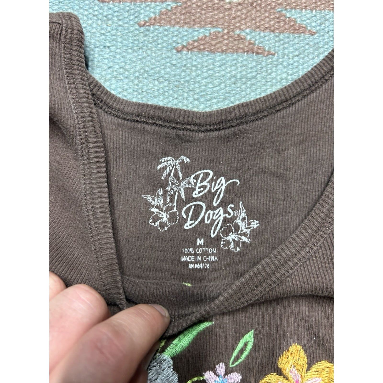 Big Dogs VINTAGE Big Dogs T-Shirt Woman Embroidered Flowers Ribbed Tank Top M Brown Size M / US 6-8 / IT 42-44 - 6 Thumbnail