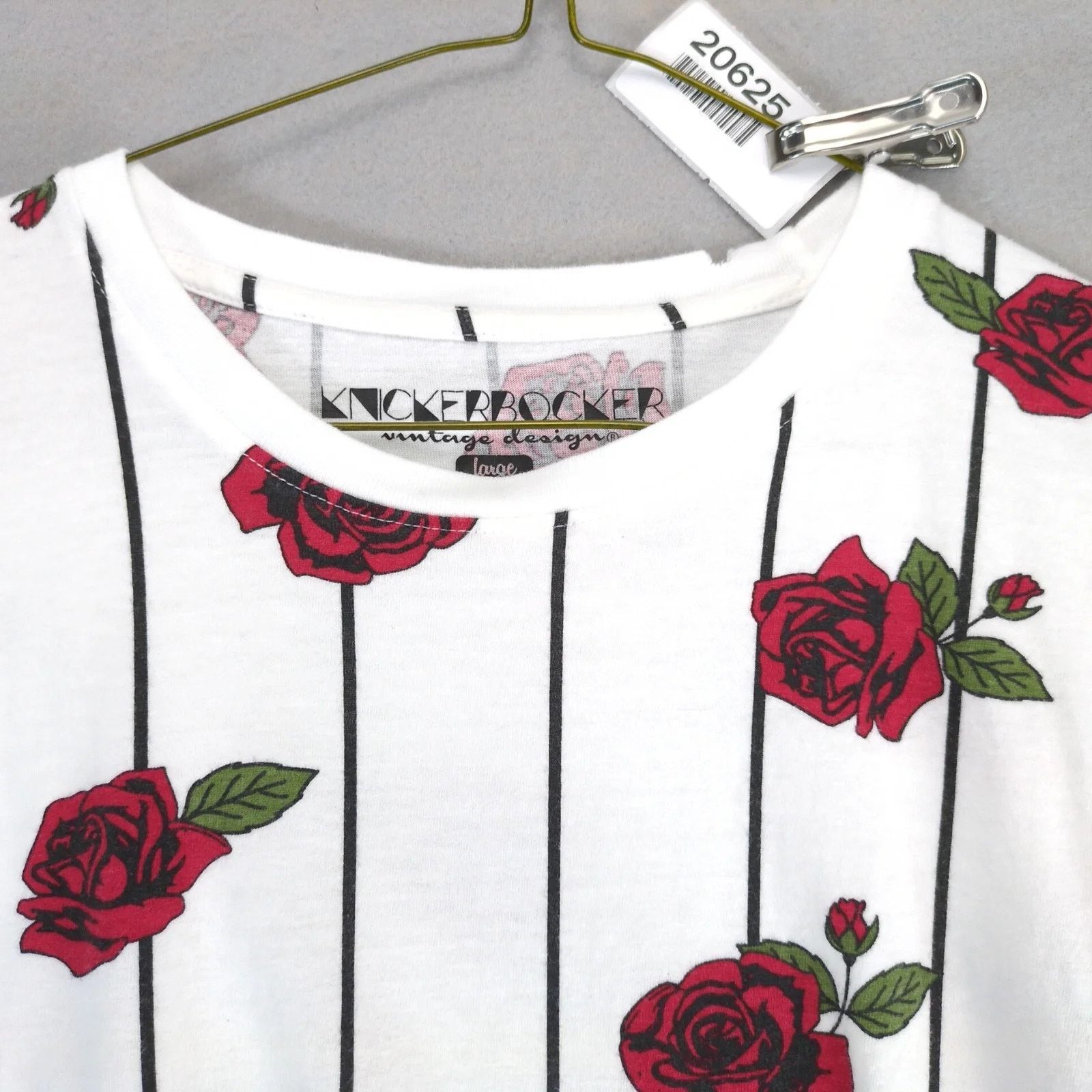 Knickerbocker Mfg Co Knickerbocker Striped Red Roses T-Shirt Women's L Short Slv Size L / US 10 / IT 46 - 10 Thumbnail