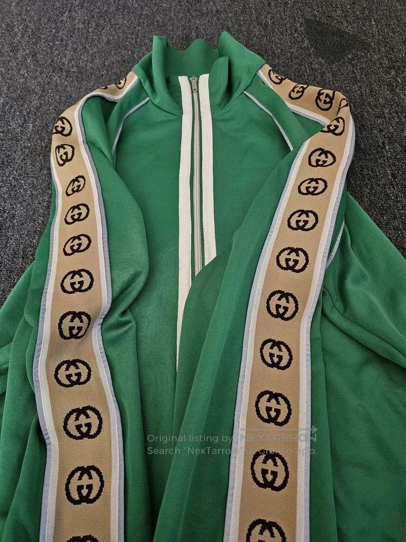 Gucci Gucci Green Track Jacket with Logo Stripes. Size US XXL / EU 58 / 5 - 3 Thumbnail