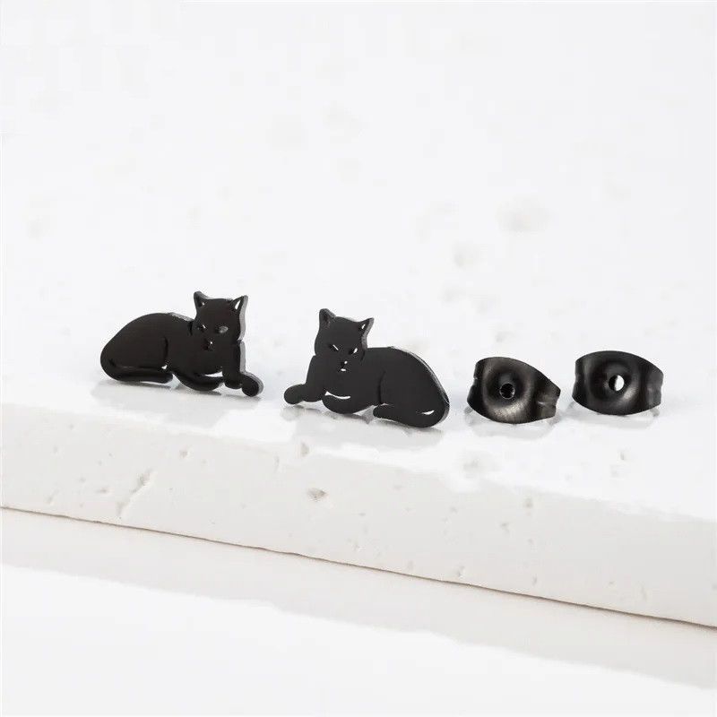 Jewelry Cat Mini Stud Earrings Charm Earring Gift Size ONE SIZE - 1 Preview