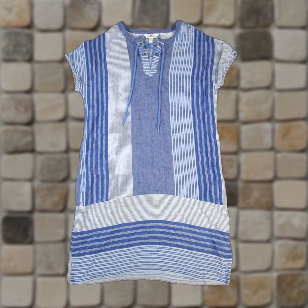 Vineyard Vines Vineyard Vines Blue White Striped Linen Tunic Blouse Womens 0 Size XS / US 0-2 / IT 36-38 - 1 Thumbnail