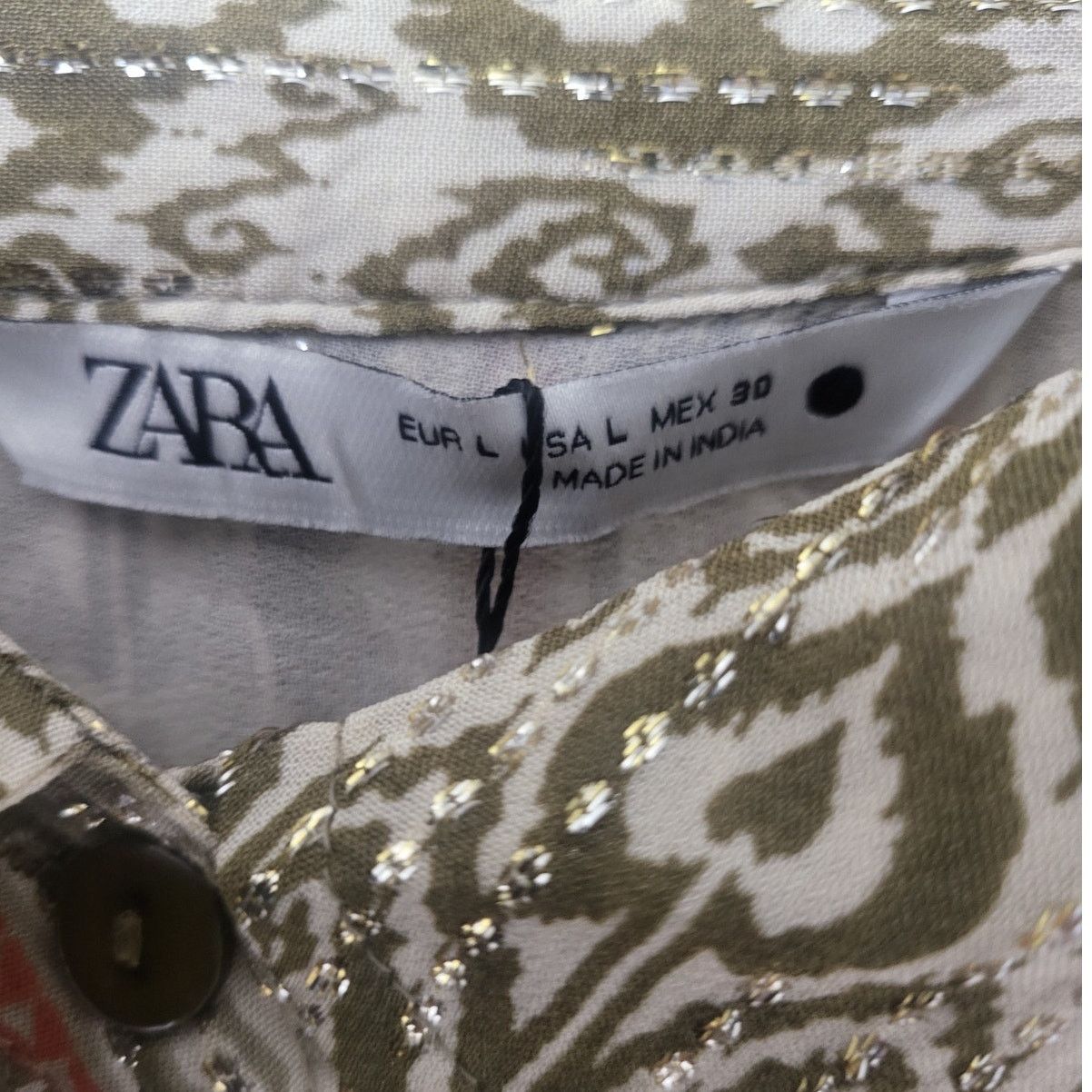 Zara Zara Green/Rust & Gold Shiny Midi Serena Dress - Large Size L / US 10 / IT 46 - 3 Thumbnail