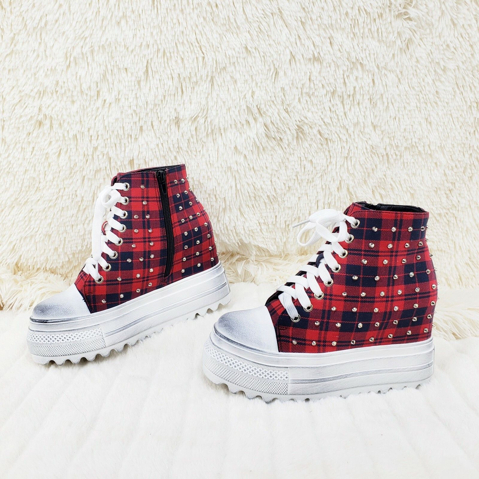 Alexander Wang Wang Cherry Bomb Platform Sneaker Boots Hidden Wedge Red Nav Size US 6 / IT 36 - 6 Thumbnail