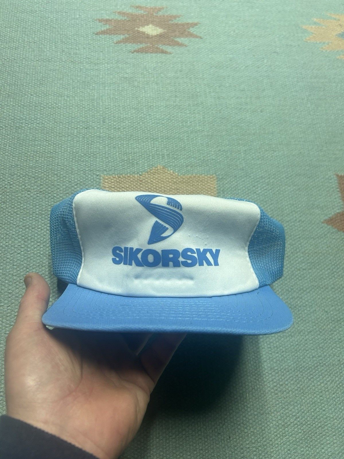 Vintage Vintage 80s trucker hat Sikorsky SnapBack blue white USA Size ONE SIZE - 2 Thumbnail