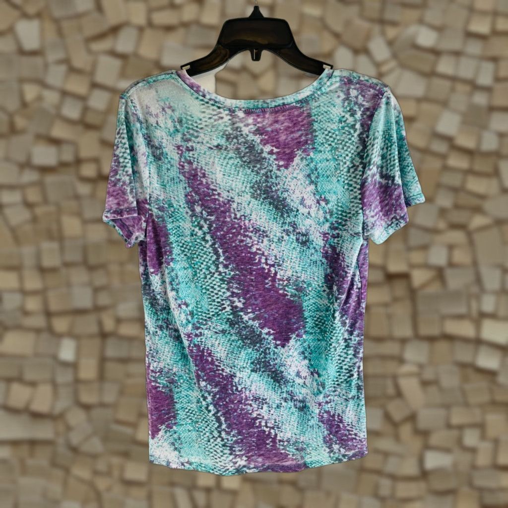 Vintage SOCIALITE T-Shirt Women XS Purple Blue Short Sleeve V-Neck NWT Distressed Modern Breathable casual Size XS / US 0-2 / IT 36-38 - 1 Thumbnail