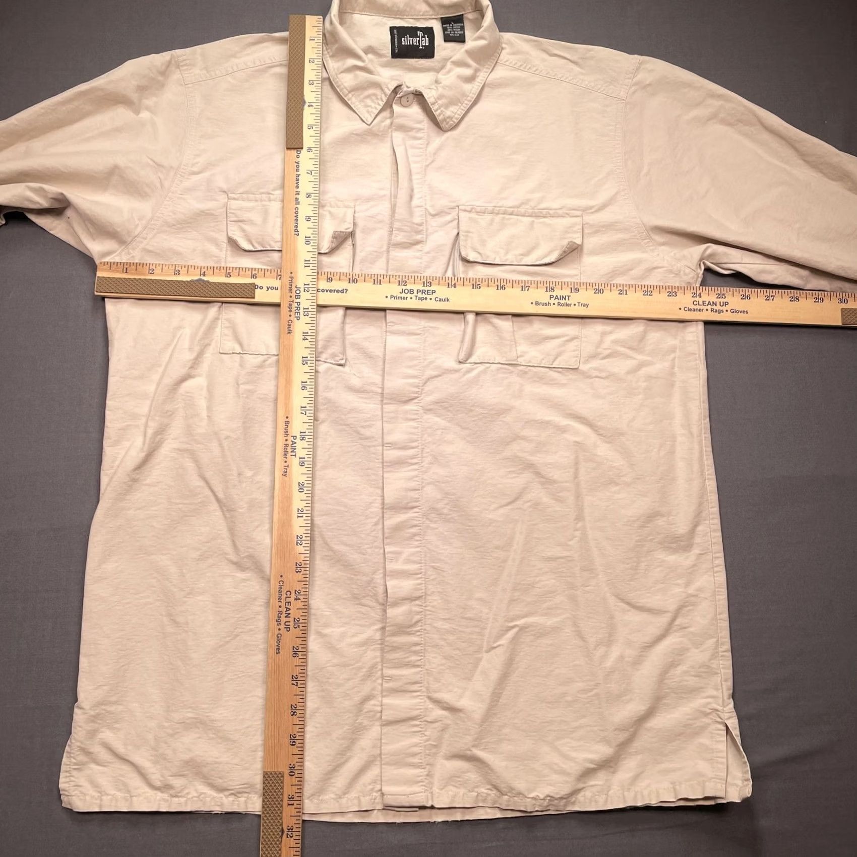 Vintage silverTab Shirt Mens Large Beige Long Sleeve Button Up Levis Utility Pockets Size US L / EU 52-54 / 3 - 5 Thumbnail