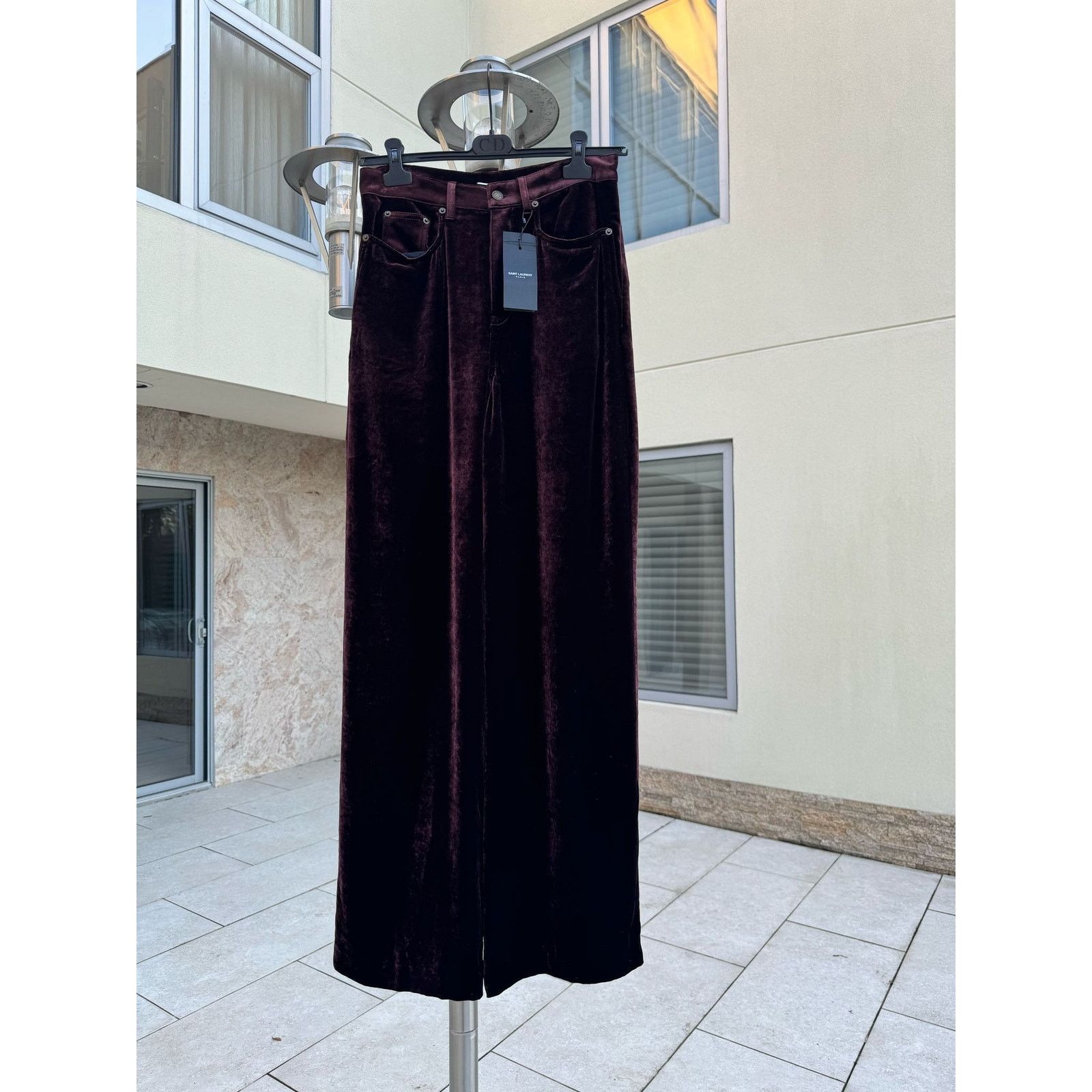 Saint Laurent Paris o1rshd1 Wide Leg Velvet / Velour Pants in Burgundy Size US 32 / EU 48 - 2 Thumbnail