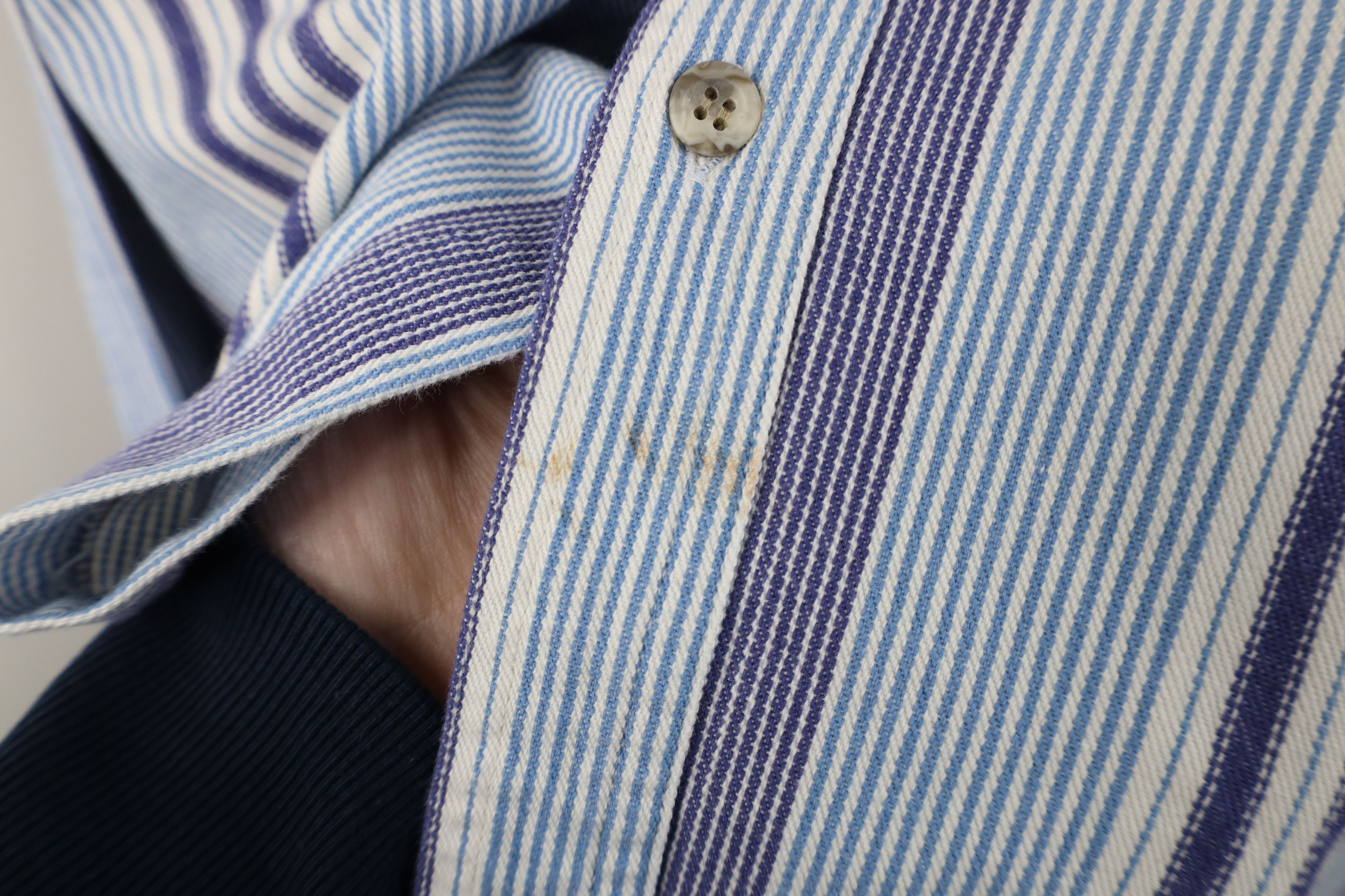 Vintage Vintage 90s Streetwear Heavy Striped Twill Button Down Shirt Size US L / EU 52-54 / 3 - 4 Thumbnail