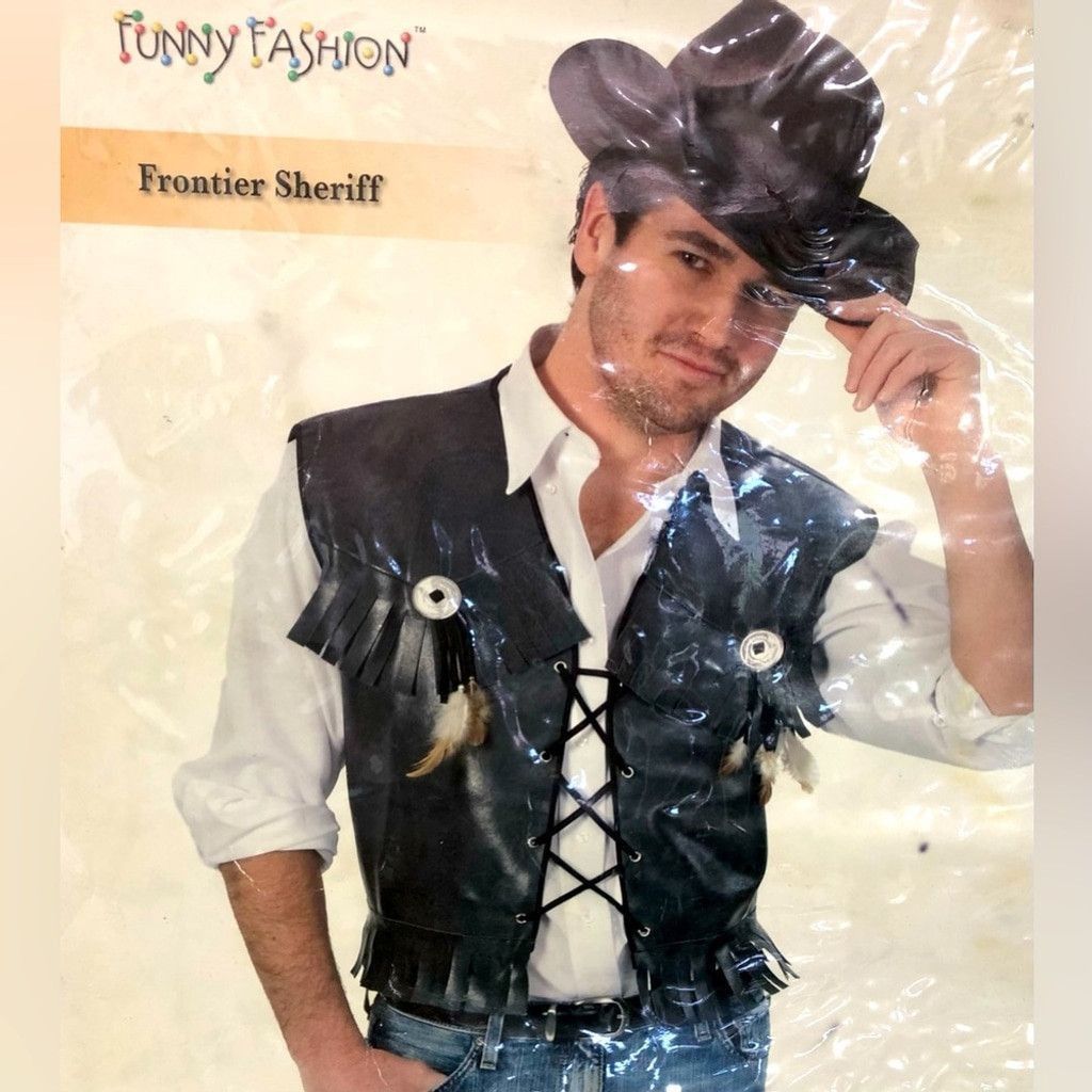Vintage Frontier sheriff Halloween costume leather vest man’s sz L Size US L / EU 52-54 / 3 - 1 Thumbnail