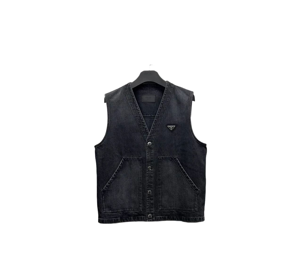Prada Prada Triangle Logo Washed Denim Vest M Size US M / EU 48-50 / 2 - 1 Thumbnail