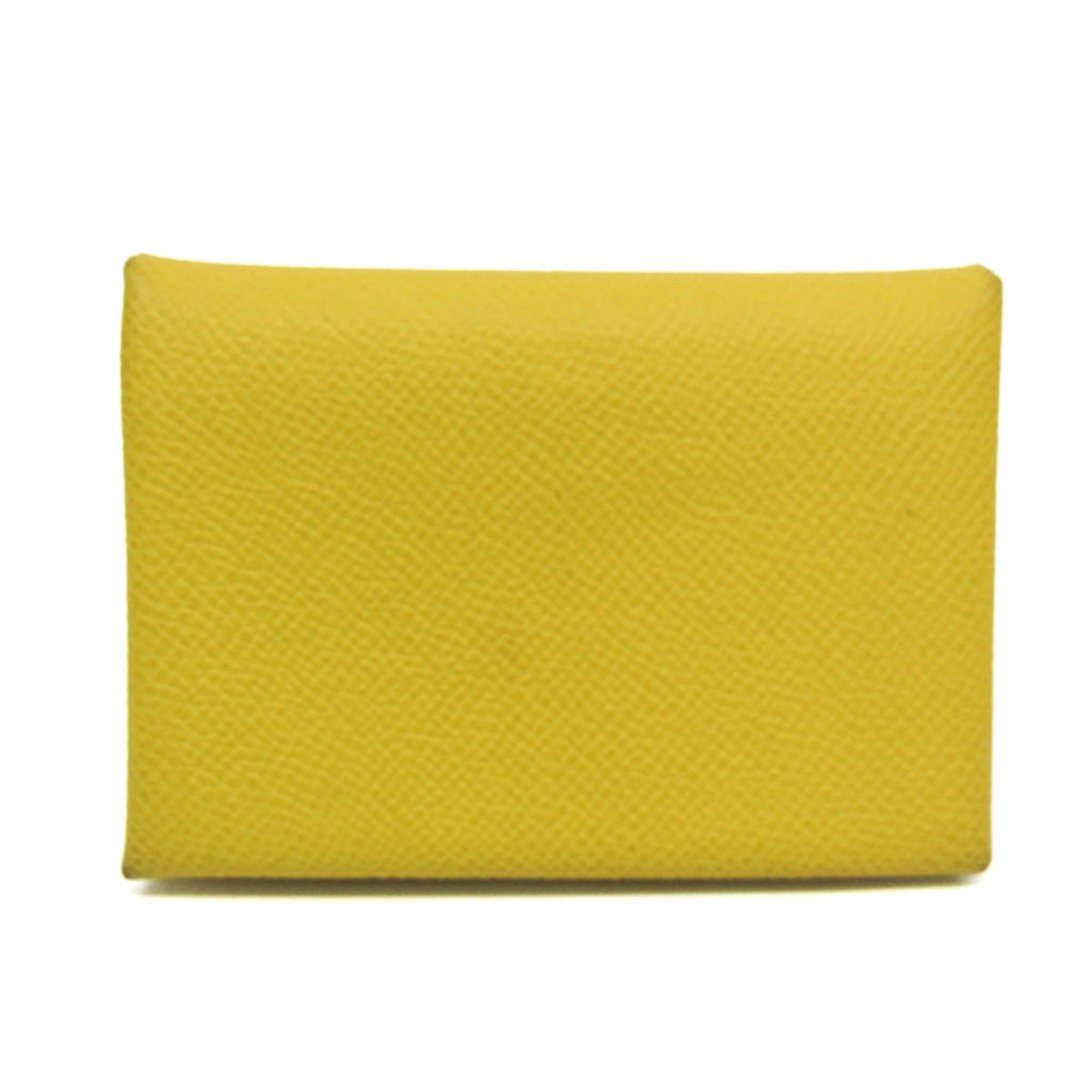 Hermes Hermes Calvi Duo Epsom Leather Card Case Yellow Size ONE SIZE - 1 Thumbnail