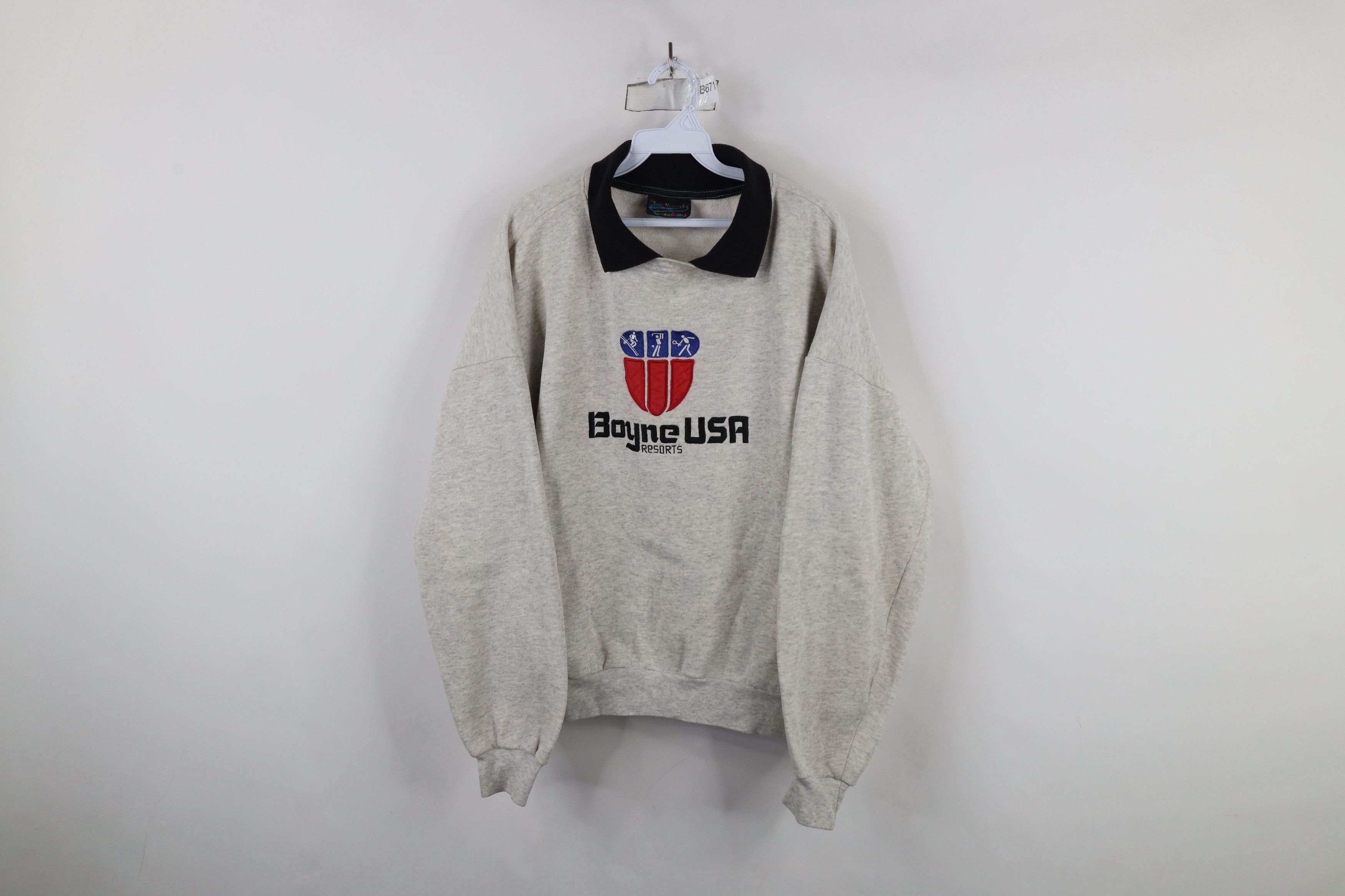 Vintage Vintage 90s USA Resorts Ski Snowboard Collared Sweatshirt Size XL / US 12-14 / IT 48-50 - 1 Thumbnail