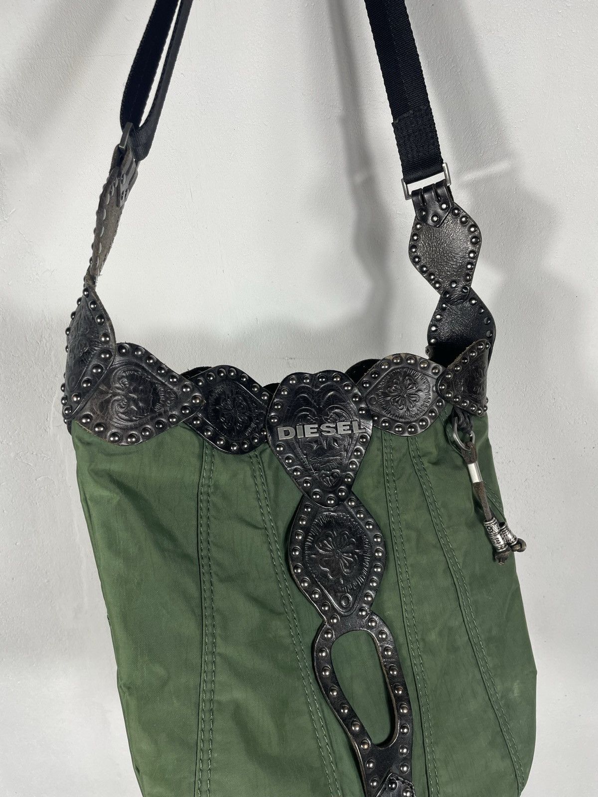 Diesel × Japanese Brand × Vintage Diesel Retro 00s Leather Nylon Avant Garde Shoulder Hand Bag Size ONE SIZE - 7 Thumbnail