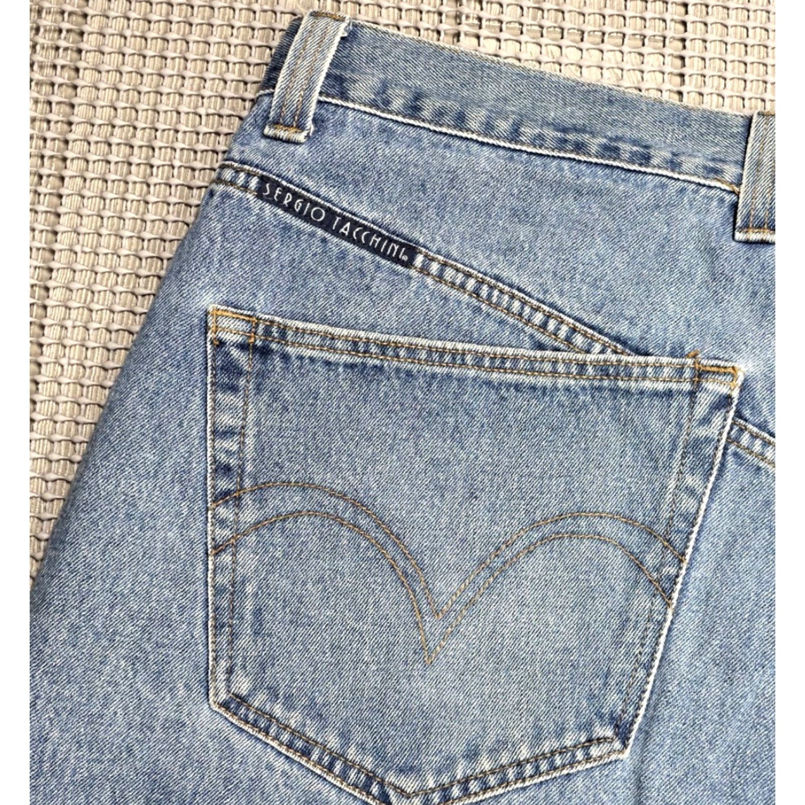 Sergio Tacchini VINTAGE Sergio Tacchini Heavyweight Denim Short 40x11 Embroidered Logo Jeans Men 40 Blue 80s 90s Hip Hop Jorts Size US 40 / EU 56 - 6 Thumbnail