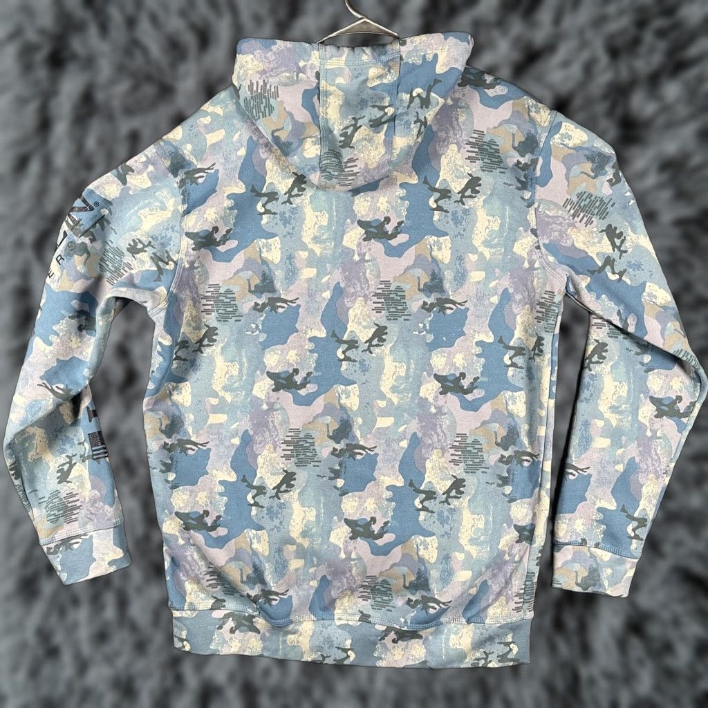 Vintage VINTAGE Lincoln Outfitters Hoodie Mens L Blue Camo Quarter Zip Pullover Fleece Lined Size US L / EU 52-54 / 3 - 1 Thumbnail