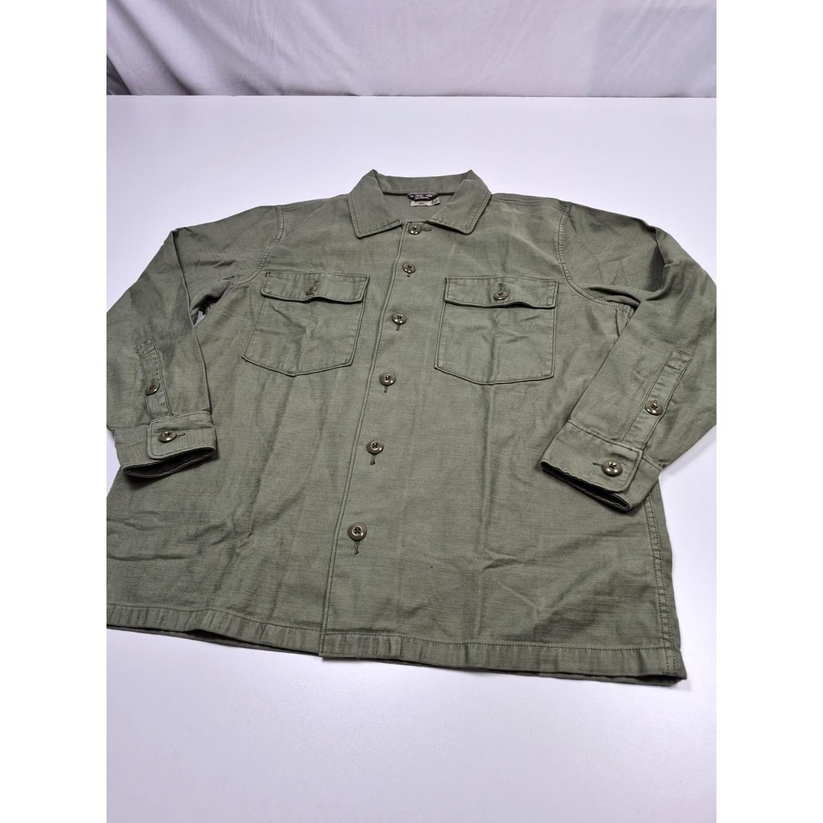 Faherty Faherty Green Cotton Military Jacket Shacket Overshirt L Women's Shirt Jacket Casual Workwear Front Button Pockets Size L / US 10 / IT 46 - 2 Thumbnail
