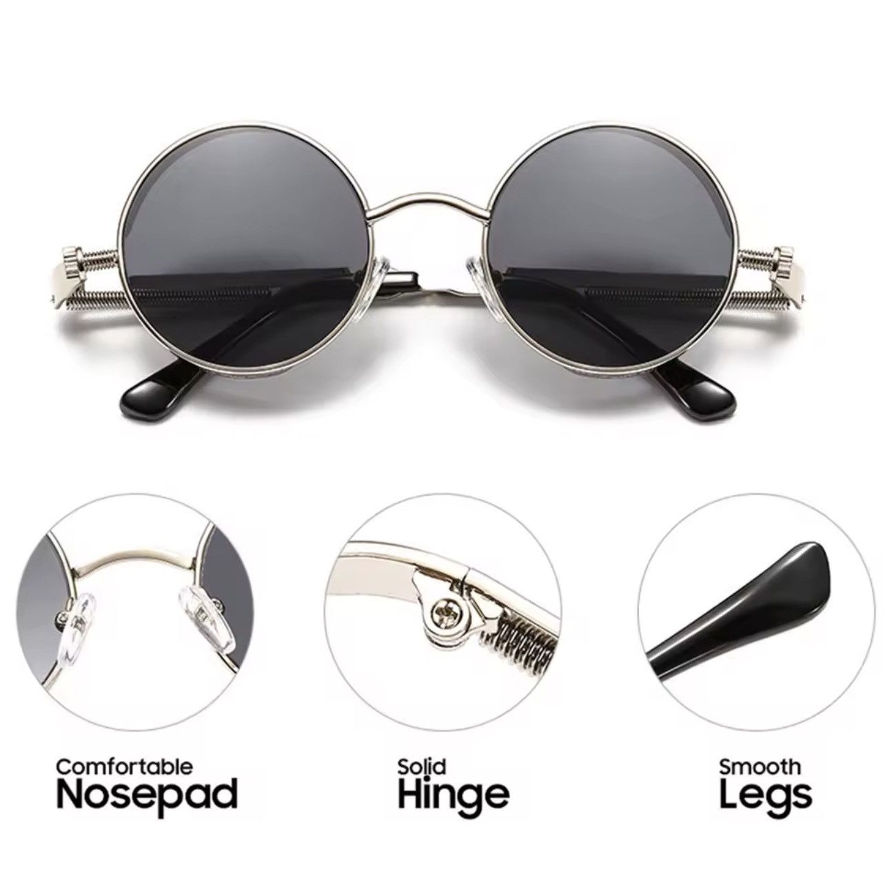 Other Retro Round Polarized Sunglasses Men Women Vintage Gothic Size ONE SIZE - 4 Thumbnail