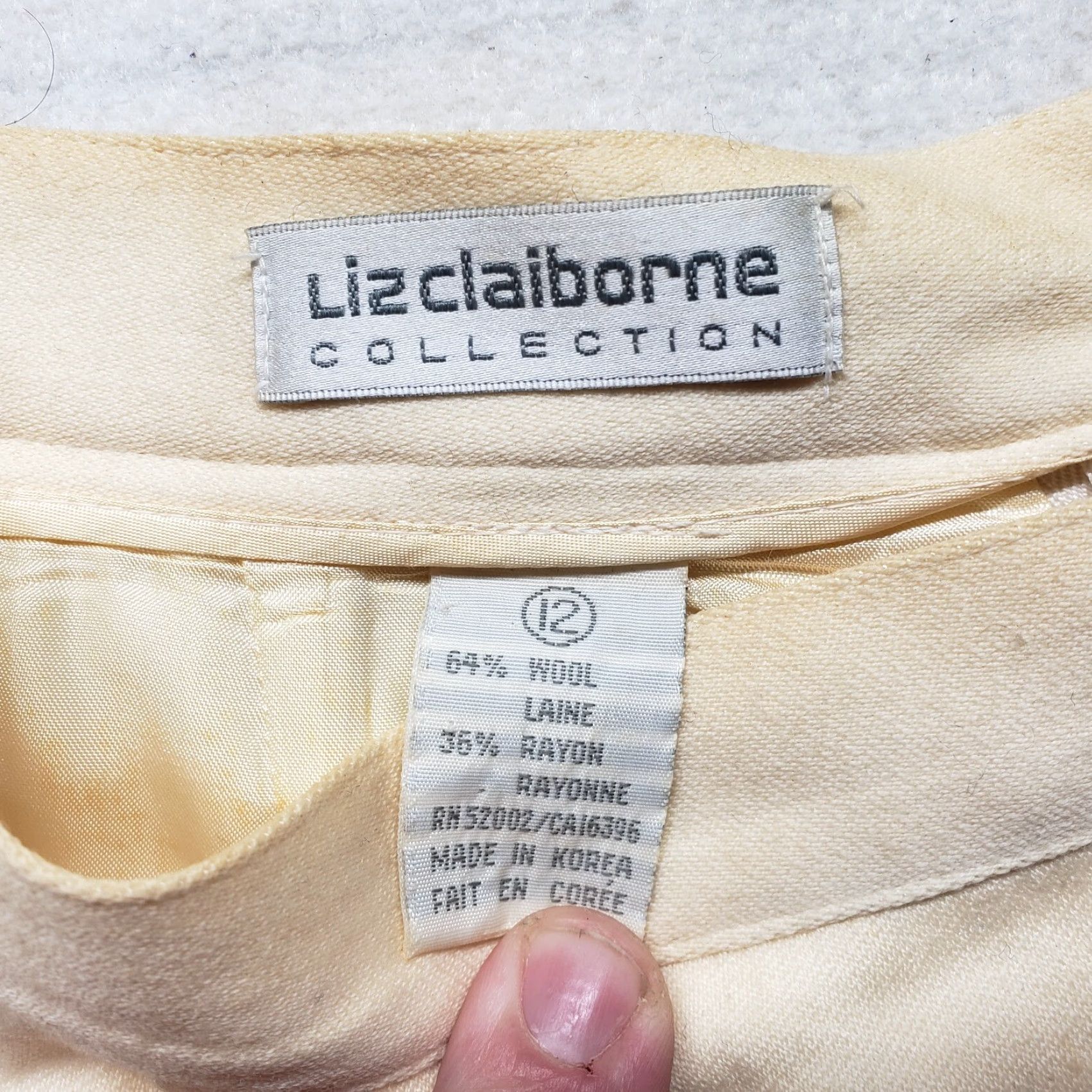 Liz Claiborne VINTAGE Liz Claiborne Yellow Pocket High Waist Wool Rayon Lined Skirt Women's 12 Size 34" / US 12 / IT 48 - 2 Thumbnail