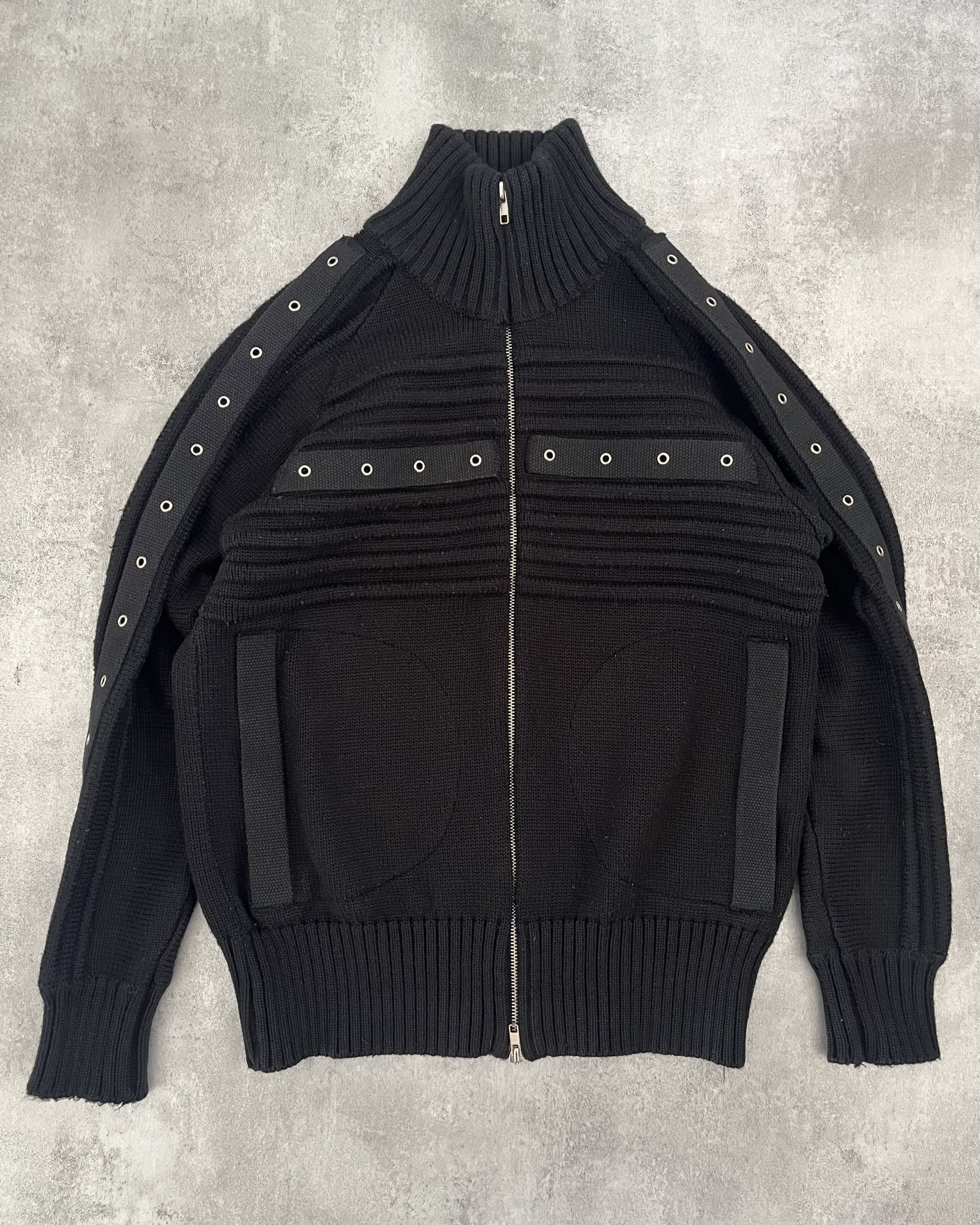 image of Archival Clothing x Daniele Alessandrini Bondage Army Wool Zip-Up in Black, Men's (Size Medium)