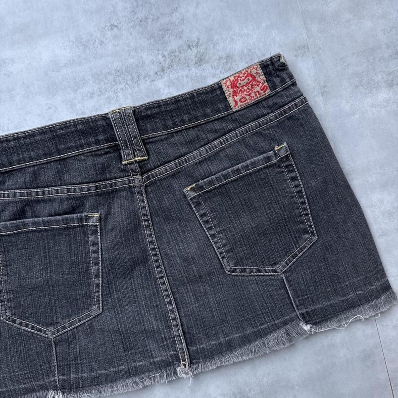 Other Y2K Wax Jeans Black Denim Mini Skirt Size 32" / US 10 / IT 46 - 3 Thumbnail