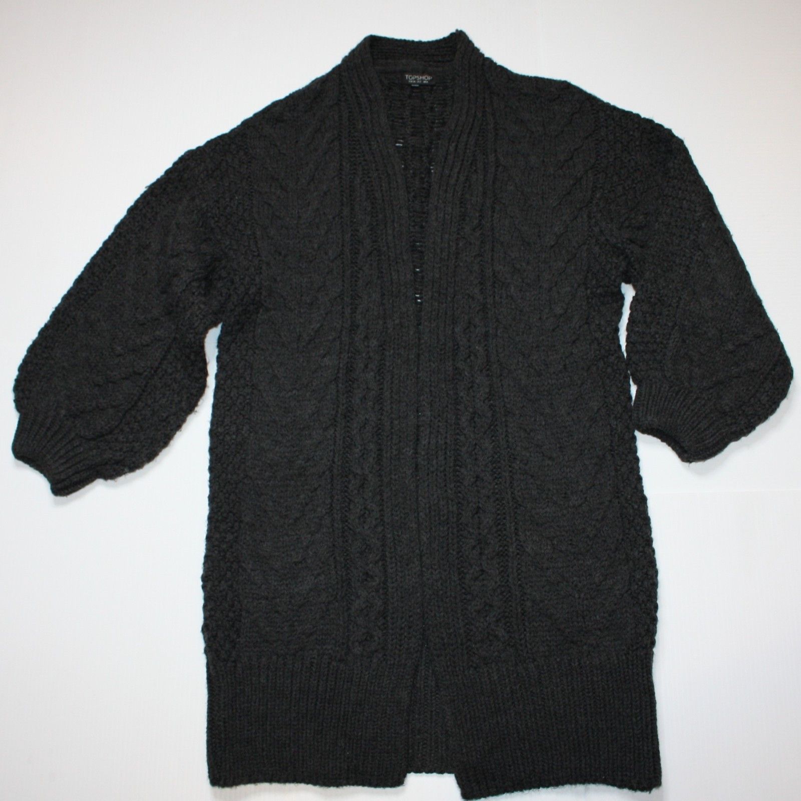 Topshop Long Open Front Cardigan Sweater in Charcoal size XS US 2-4 Size XS / US 0-2 / IT 36-38 - 6 Thumbnail