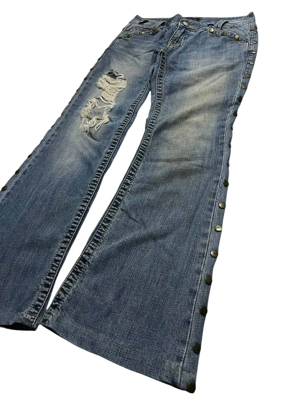 Japanese Brand Flare Jeans Vanquish Distressed Mud Wash Jean Like Kapital Size US 31 - 4 Thumbnail