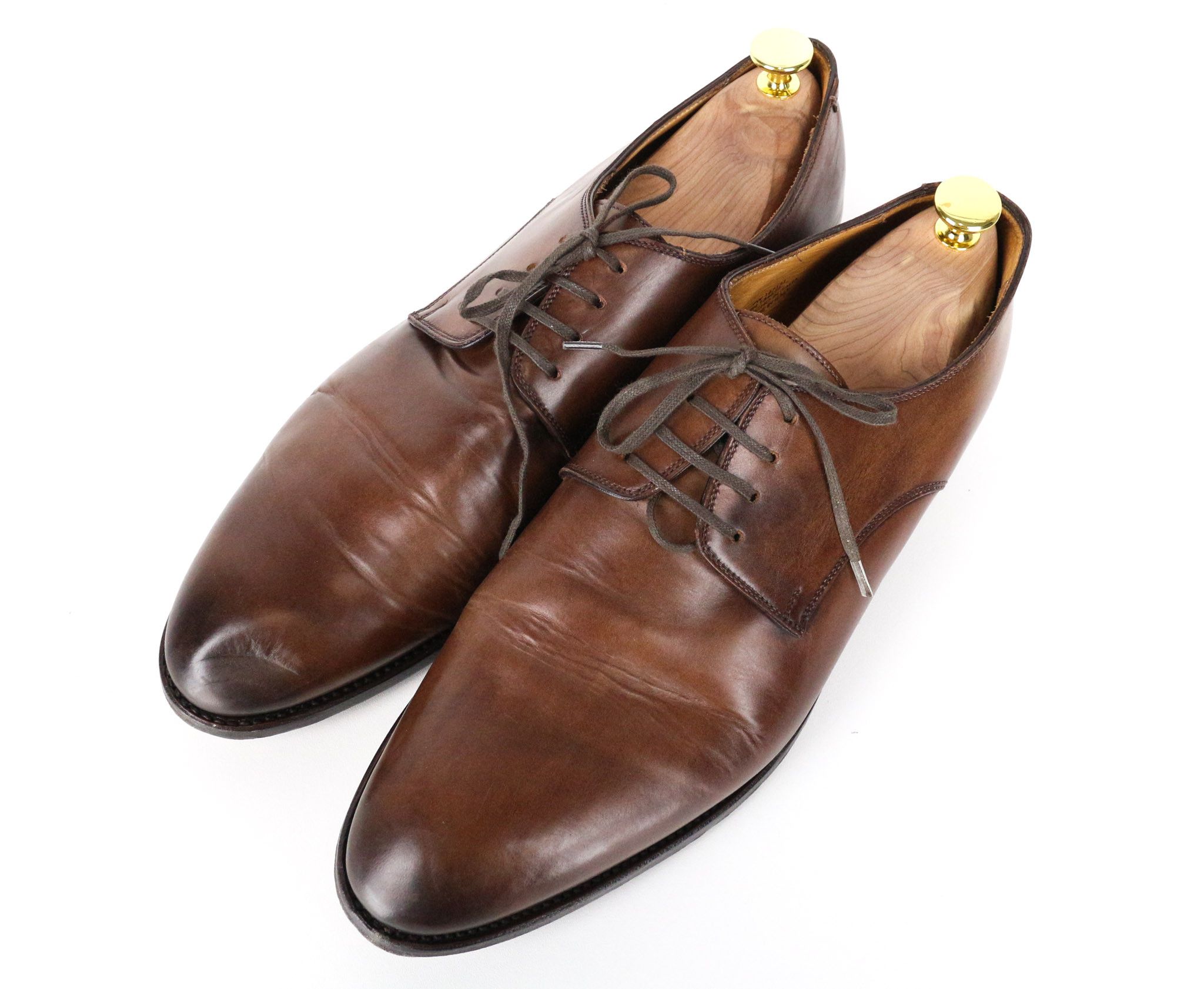 EU44.5 Brown Calf Leather Lace-Up Derby Shoes 73518