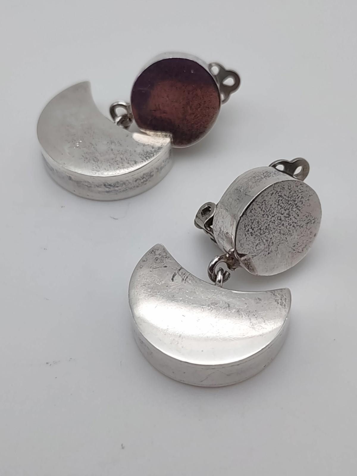 The Unbranded Brand Mexican Modernist 925 Sterling Clip Earrings 20.7g Size ONE SIZE - 7 Thumbnail