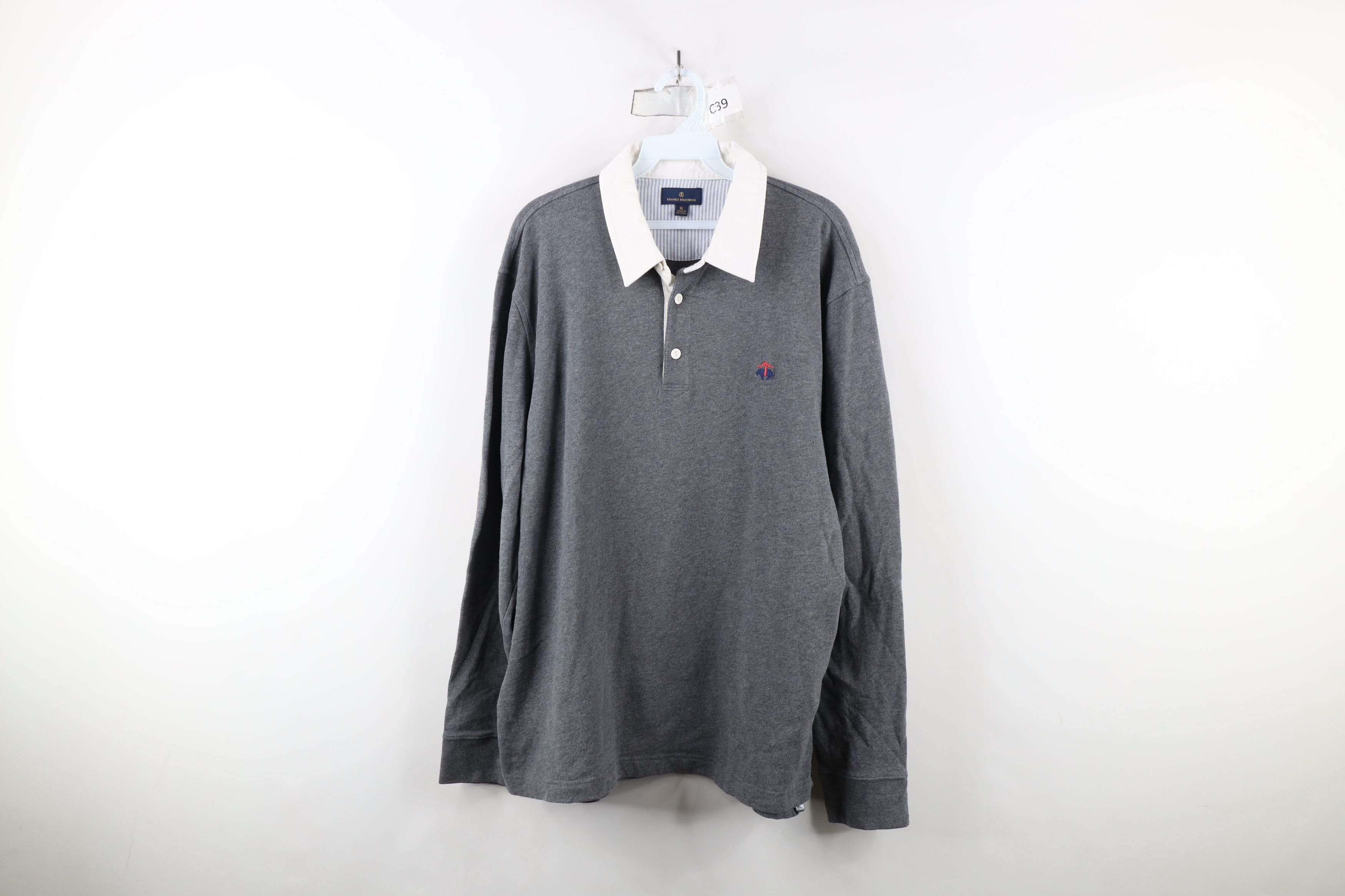 Brooks Brothers × Vintage Vintage Brooks Brothers Heavyweight Long Sleeve Polo Shirt Size US XL / EU 56 / 4 - 1 Thumbnail
