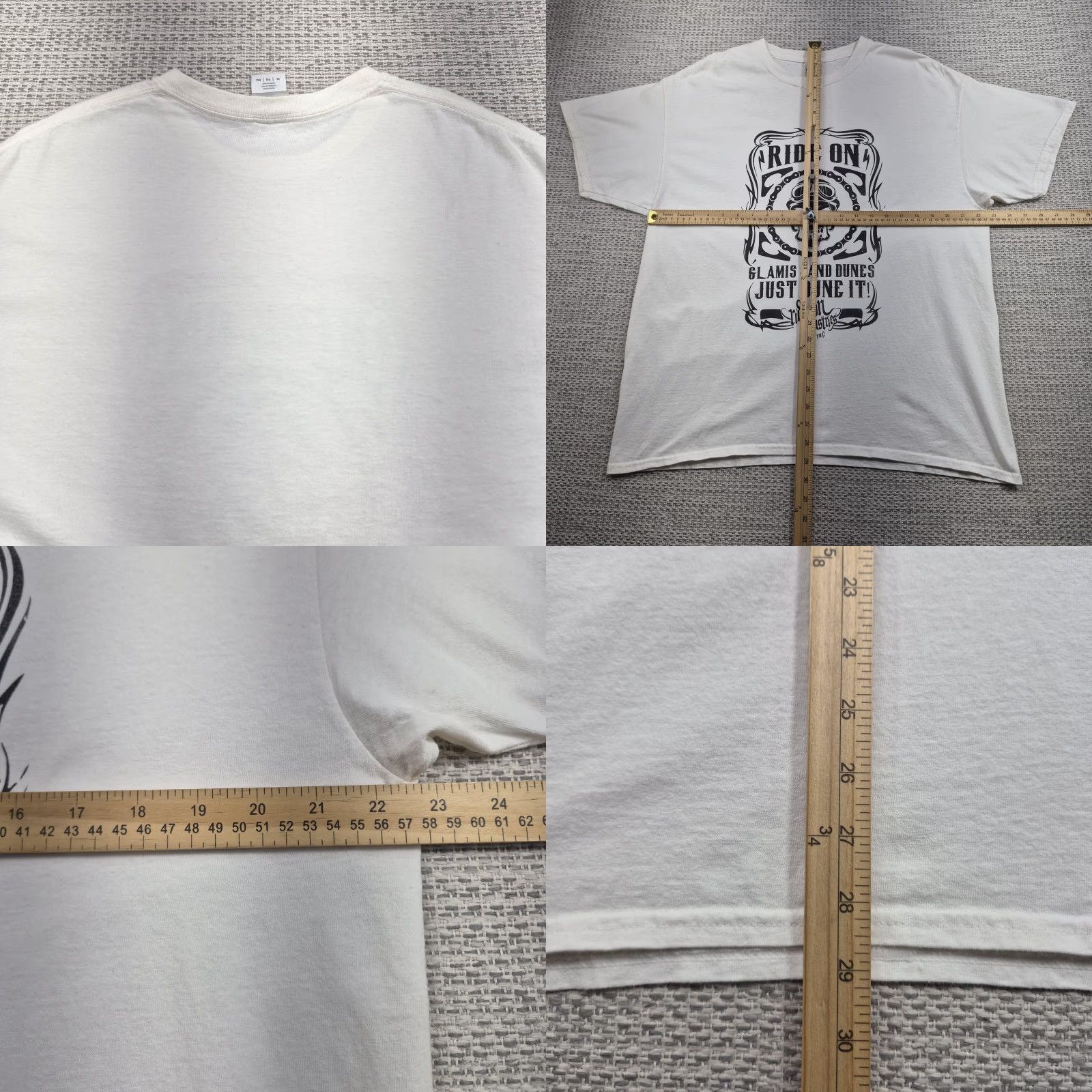 Gildan Gildan Shirt Mens XL White Ride On Glamis Sand Dunes Skull Graphic Tee Biker Size US XL / EU 56 / 4 - 8 Thumbnail
