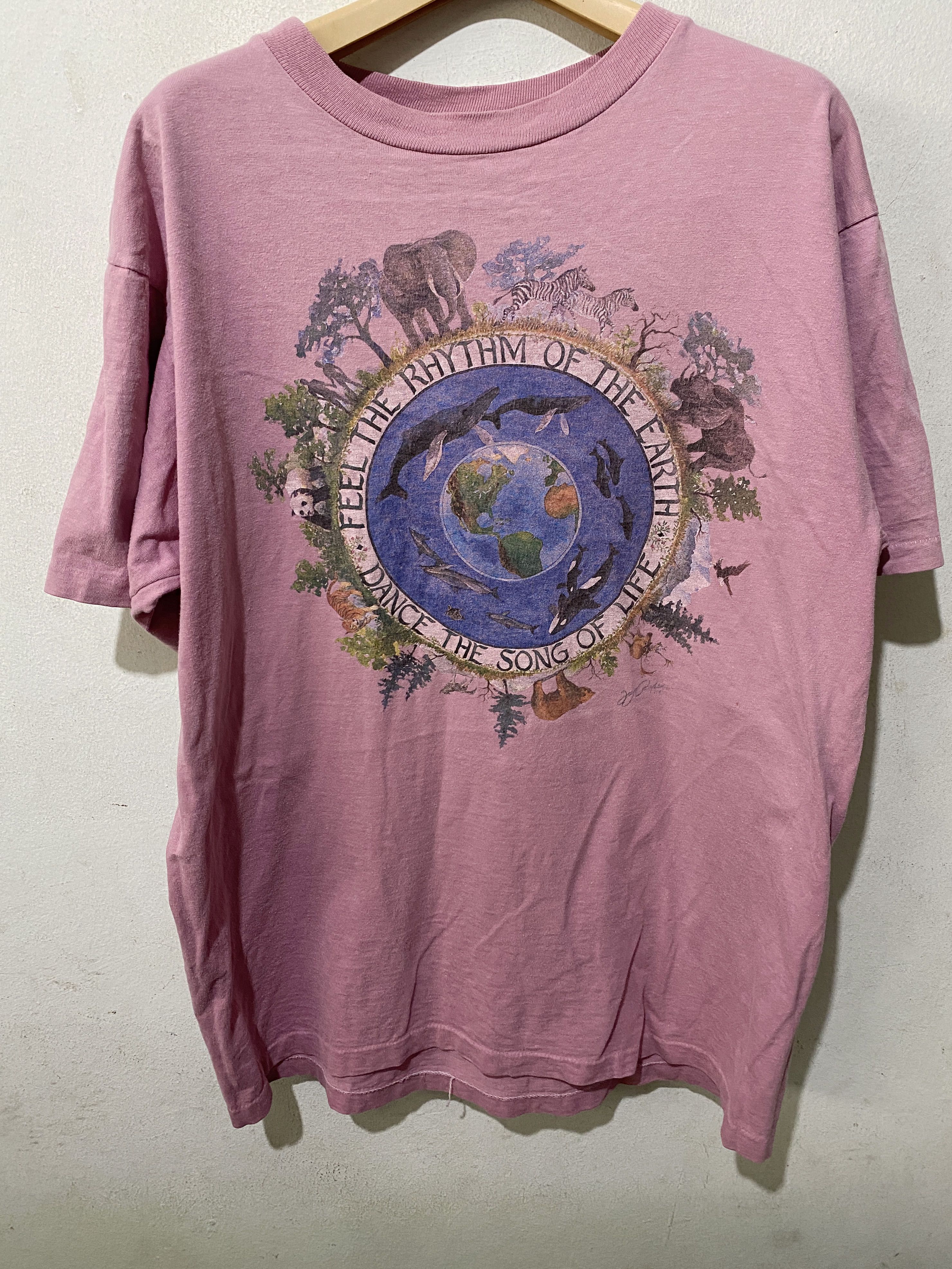 image of Animal Tee x Art Vintage The Rhythm Of The Earth Dance The Song Of Life Shirt in Purple (Size Large