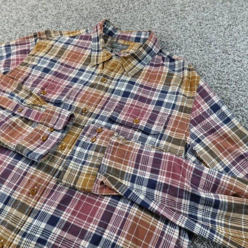 Vintage L.L. Bean Shirt Mens L Plaid Flannel Button-Up Long Sleeve Outdoor Work Hiking Top Size US L / EU 52-54 / 3 - 2 Thumbnail