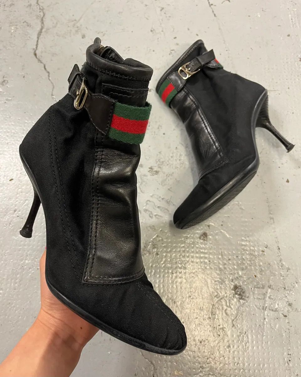 Gucci Gucci Black Hybrid Leather Heels Size US 7.5 / IT 37.5 - 1 Thumbnail