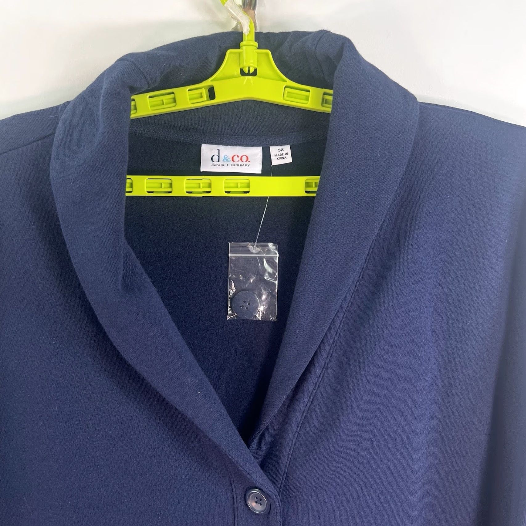 CO D & Co Essentials Button-Up Cardigan Sweater Jacket 3X Womens Pockets Navy Size XXL / US 16-18 / IT 52-54 - 3 Thumbnail