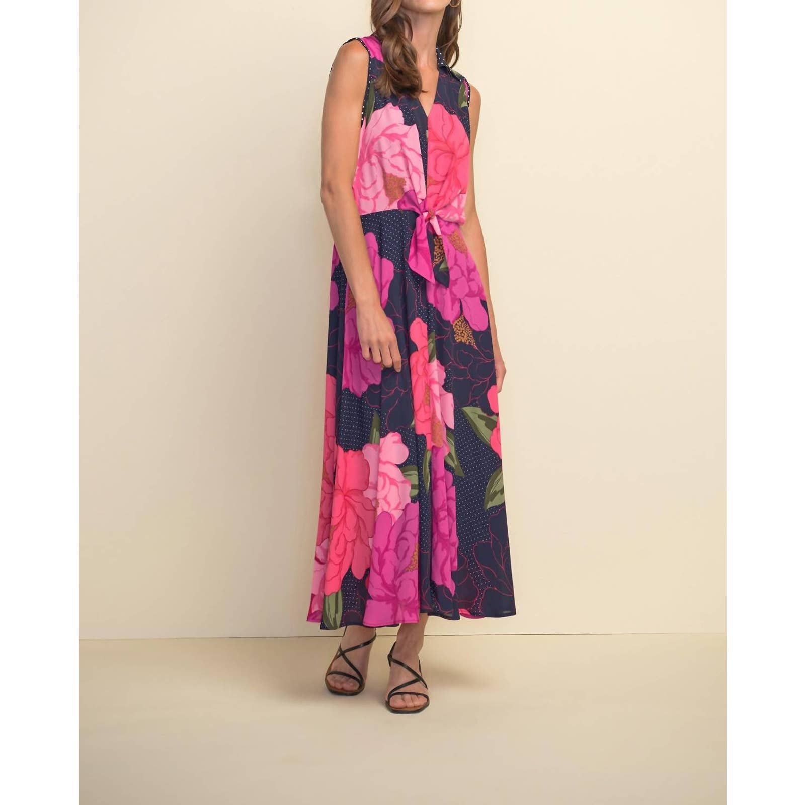 Joseph Ribkoff Mixed Floral Midi Dress In Pink/multicolor | Grailed