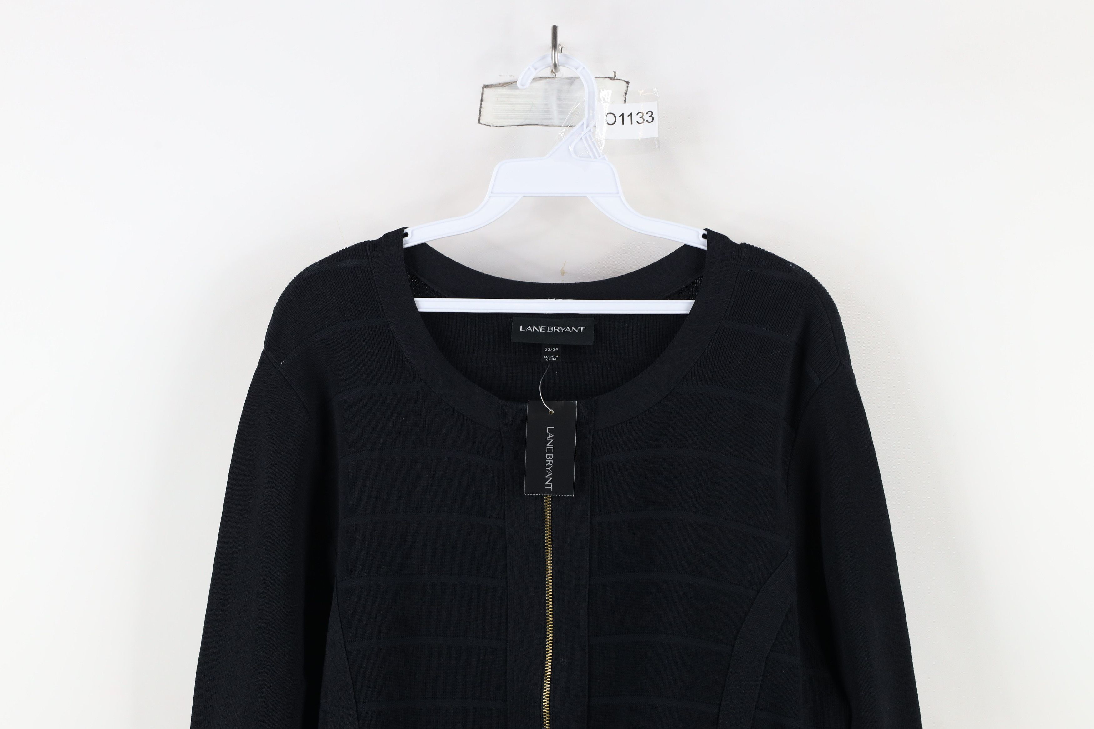 Vintage New Lane Bryant Ribbed Knit Full Zip Sweater Jacket Black Size 3XL / US 20-22 - 2 Thumbnail