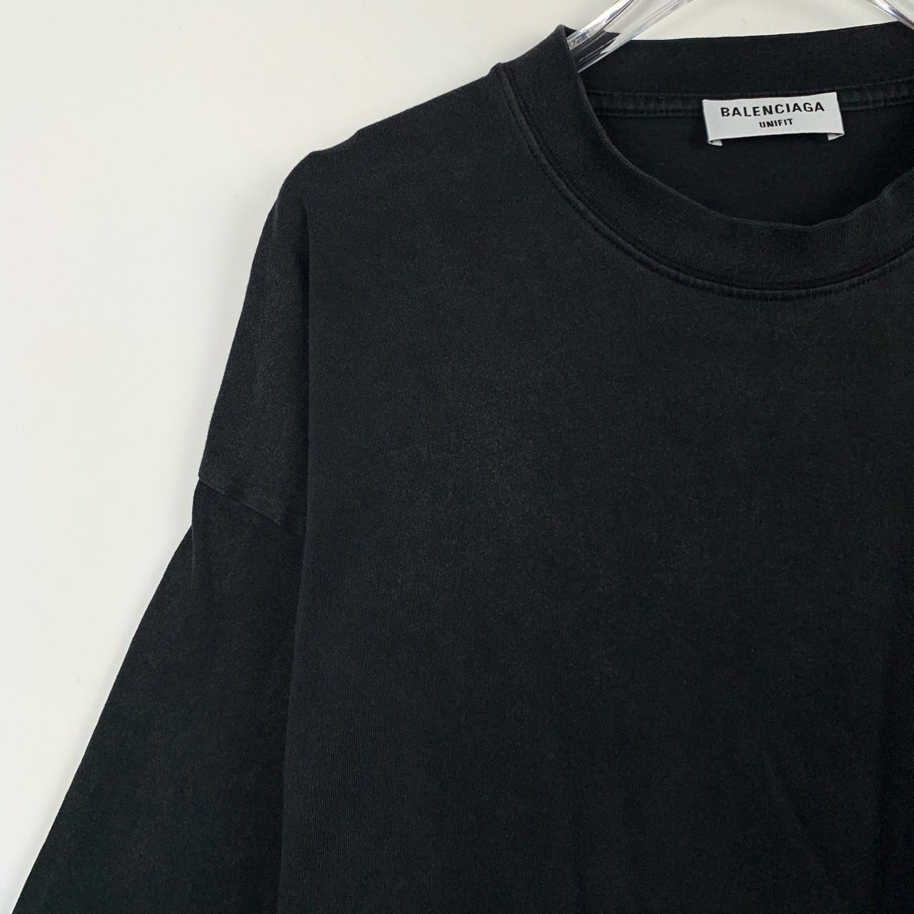 Balenciaga Balenciaga Black Unifit Logo Tape Cotton Round Neck Short Sl Size US L / EU 52-54 / 3 - 7 Thumbnail