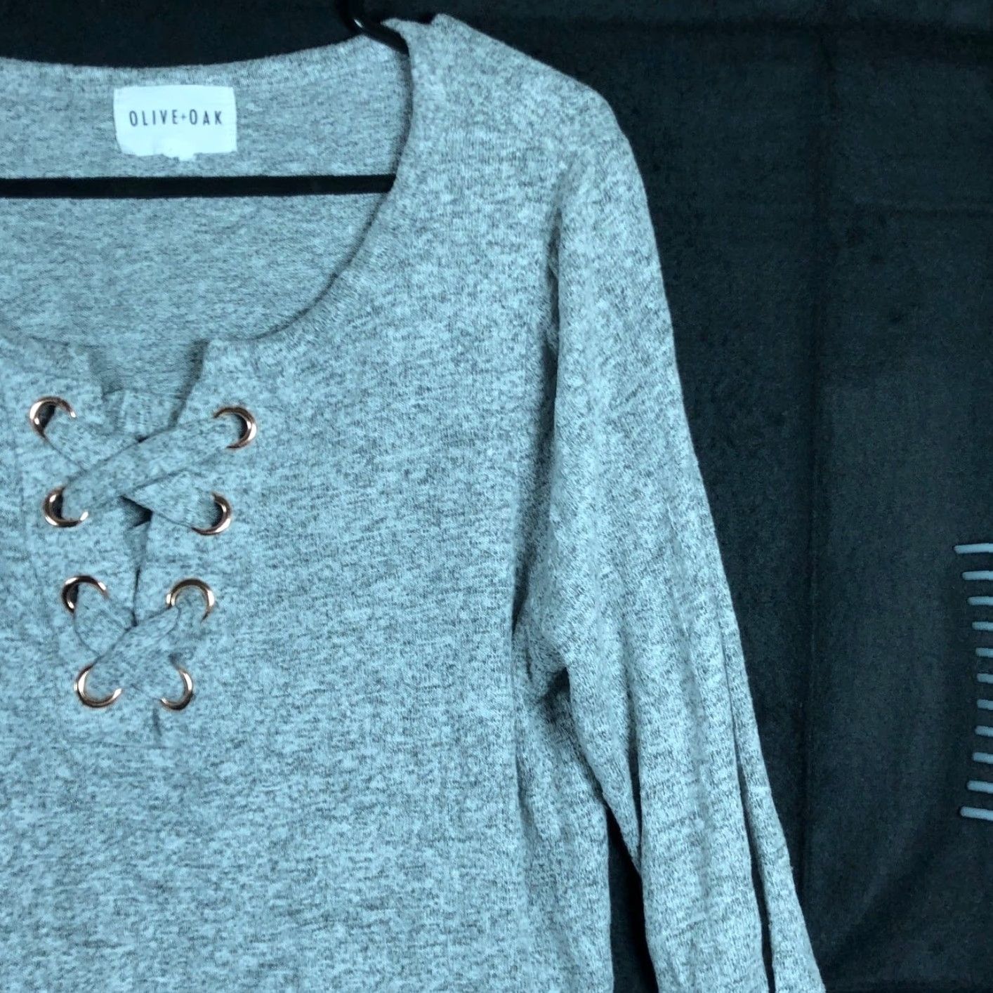 Olive Olive & Oak Womens Sweater Gray Soft V Neck Pullover Long Sleeve XLarge Size XL / US 12-14 / IT 48-50 - 5 Thumbnail