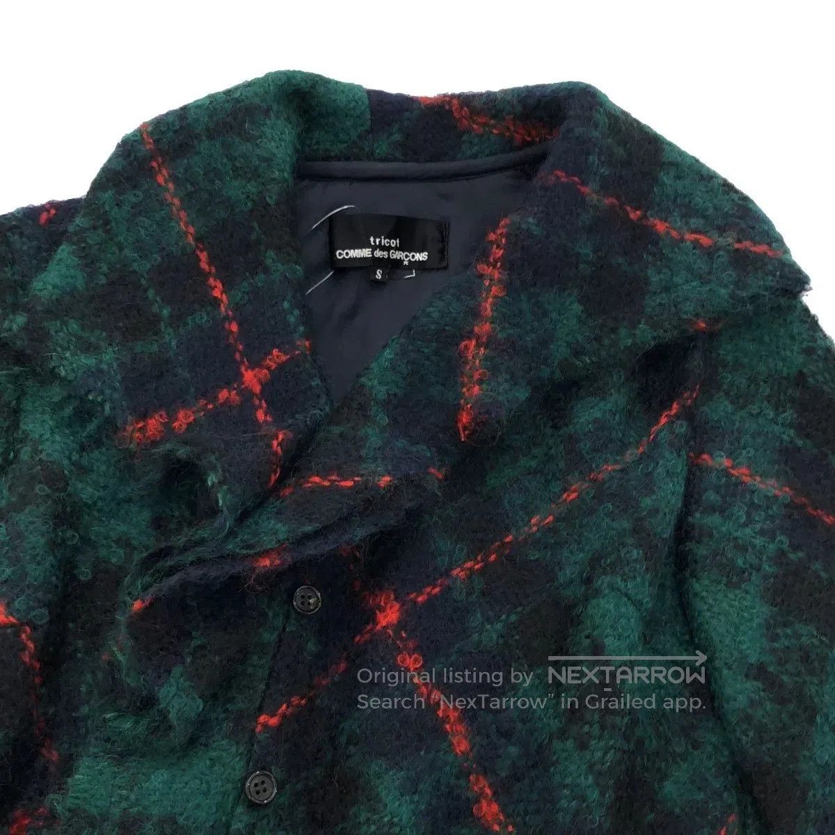 CDG by Comme des Garcons Green Checkered Mohair Jacket. Size S / US 4 / IT 40 - 3 Thumbnail