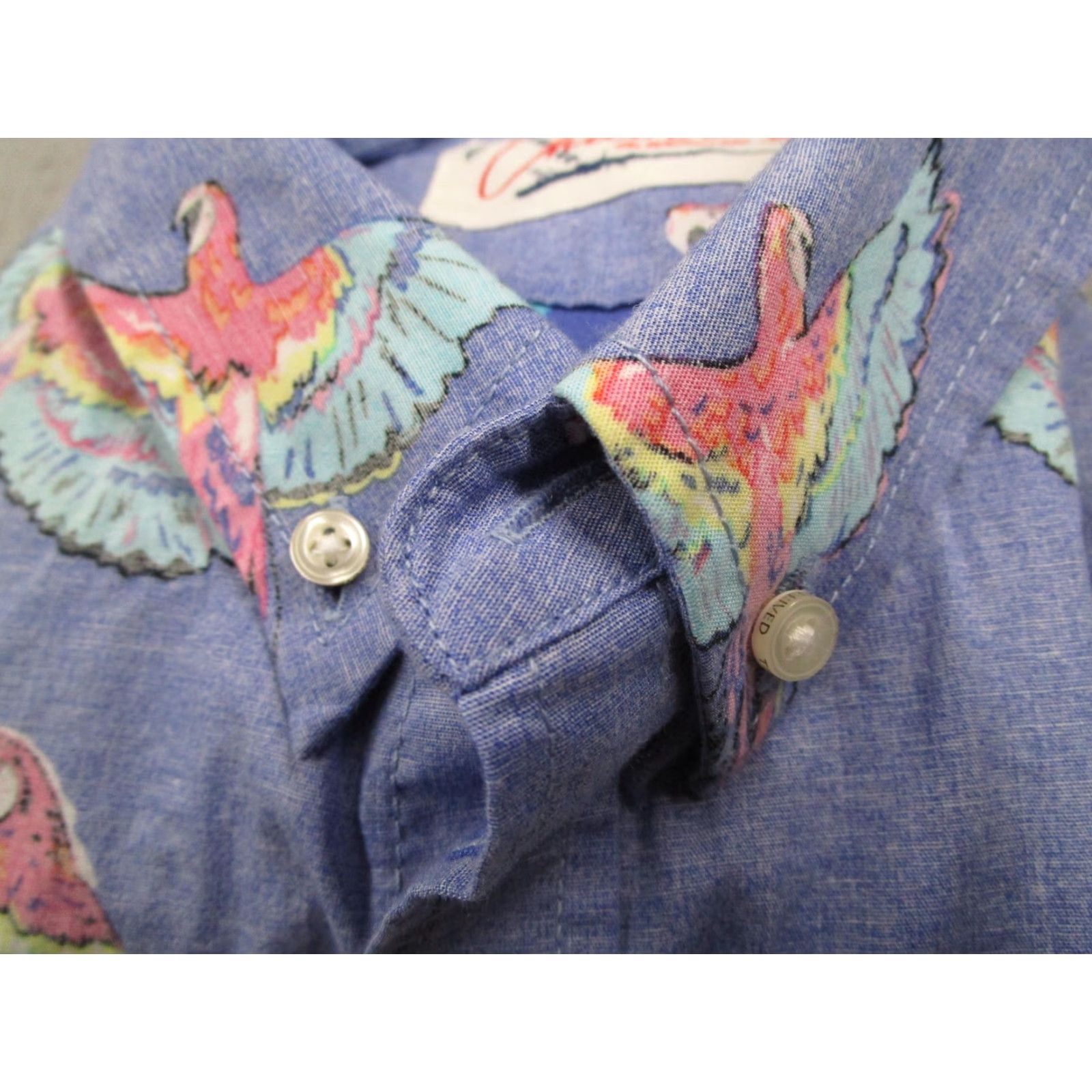 Chubbies Chubbies Shirt Mens Large Blue Parrot Print Short Sleeve Button-Down Reverse Print Tropical Size US L / EU 52-54 / 3 - 2 Thumbnail