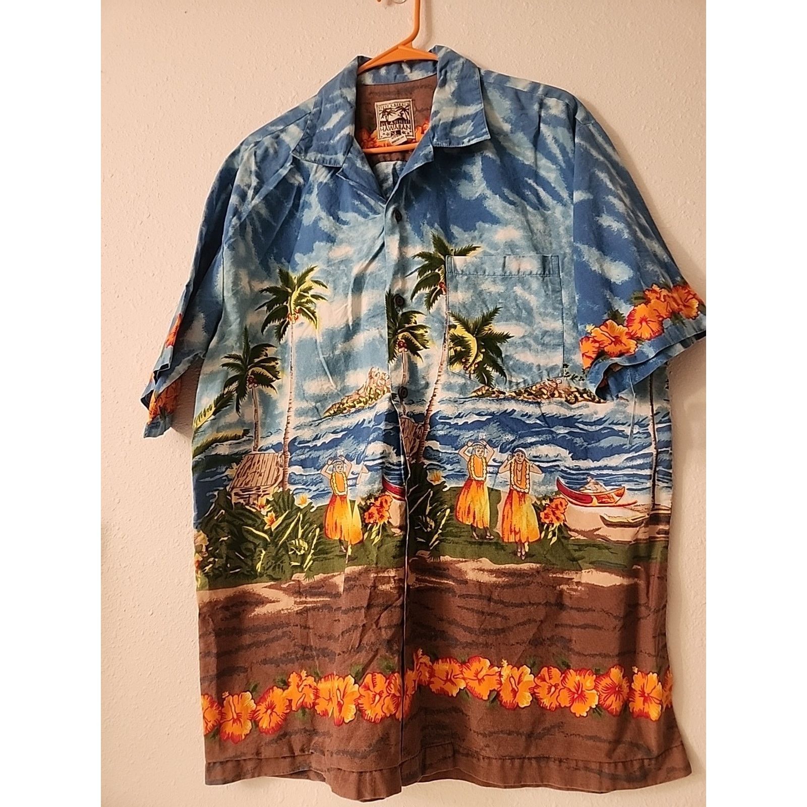 Other Steve & Barry's Hawaiian Shirt Tropical Hula Palm Trees Blue Size US L / EU 52-54 / 3 - 2 Thumbnail