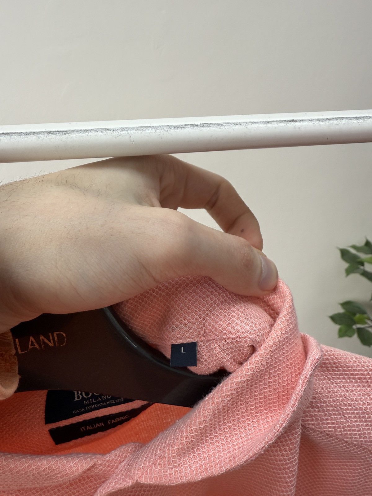 Boggi Vintage Boggi Milano Shirt Pink Textured Cotton Button Up Size US L / EU 52-54 / 3 - 5 Thumbnail