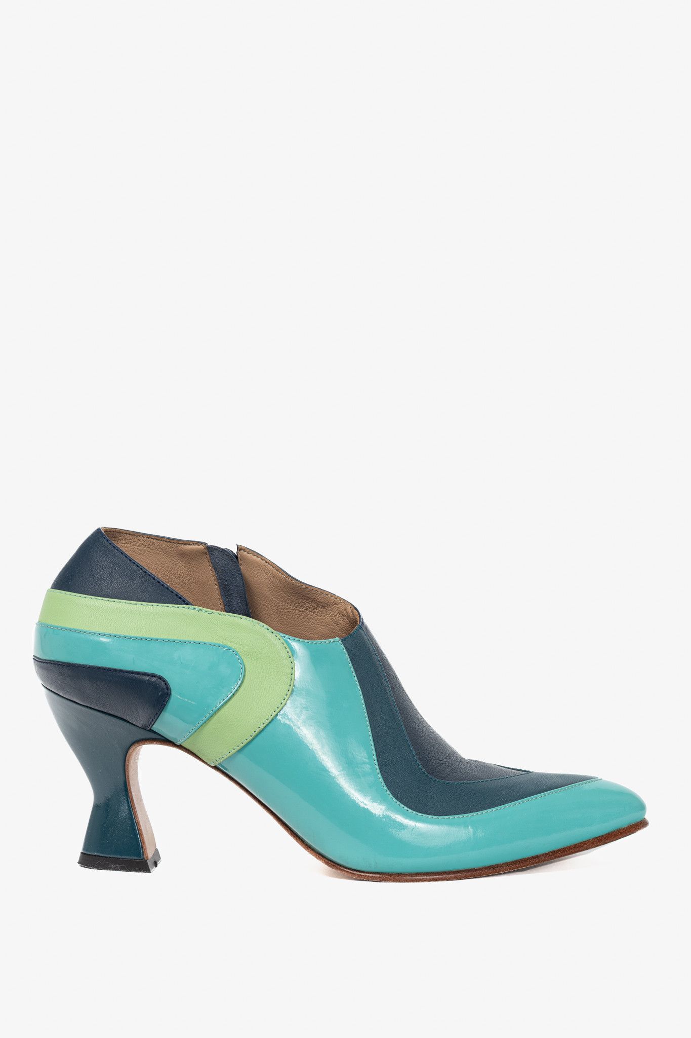 John Fluevog John Fluevog Amadeus Blue & Green Layered Leather Heels Size US 10 / IT 40 - 1 Thumbnail