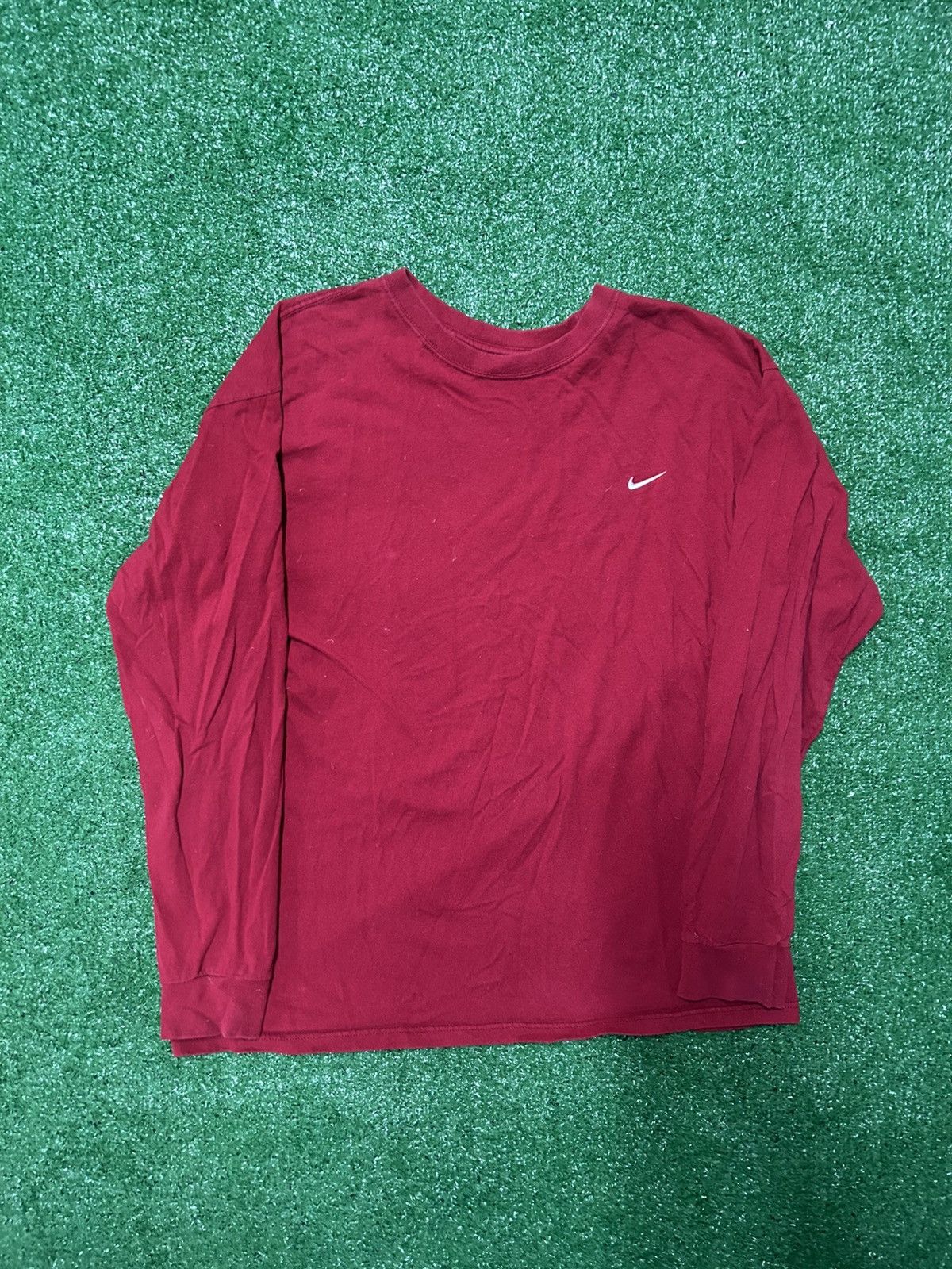 Nike × Vintage Vintage Maroon Nike Y2K long sleeve shirt Size US L / EU 52-54 / 3 - 1 Thumbnail