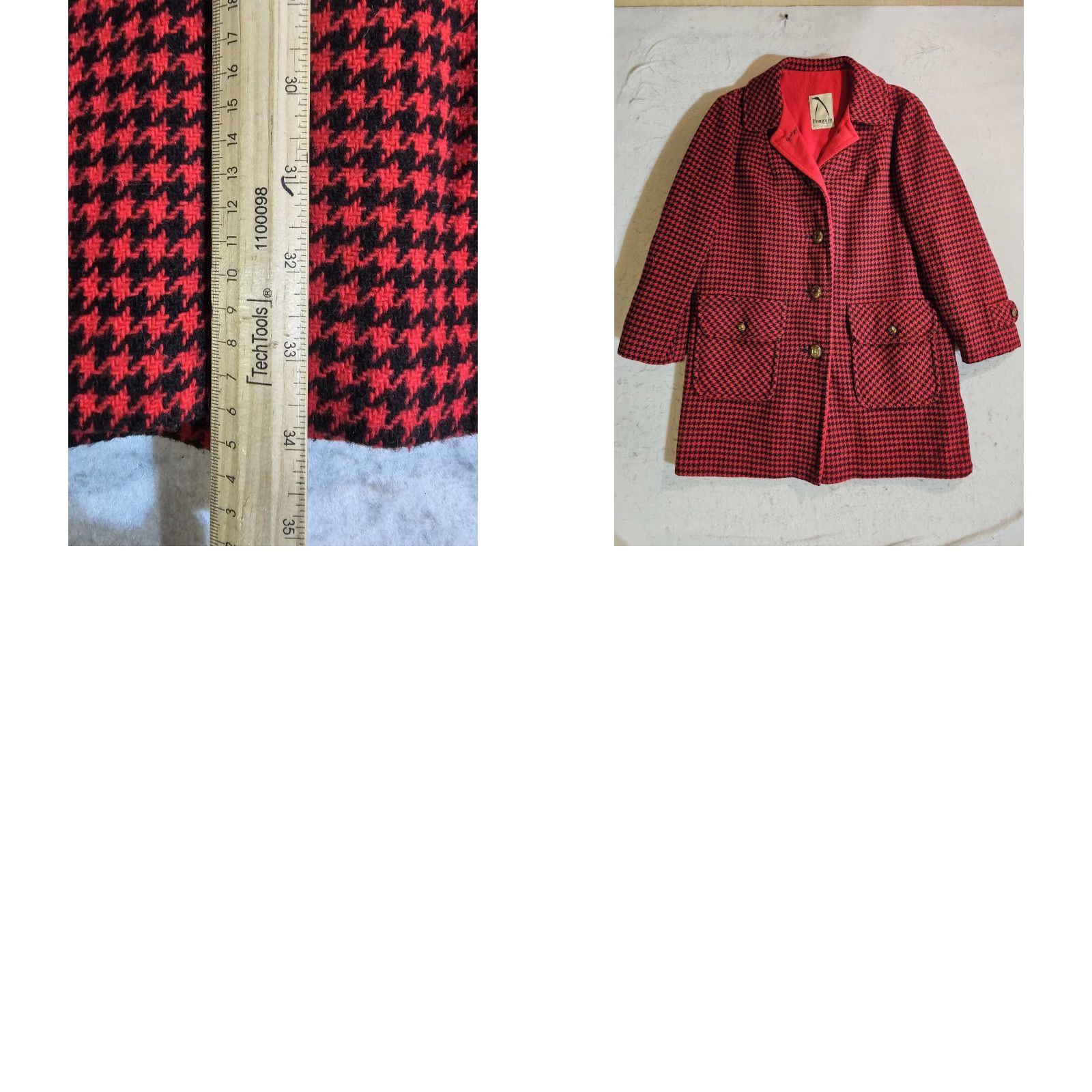Vintage VINTAGE Penguin FASHION Wool Overcoat Black Red Check Womens Sz 12 Button-Up Coat 60s 1960s Wool Blend Regular Size L/XL Red Plaid Womens Size L / US 10 / IT 46 - 10 Thumbnail