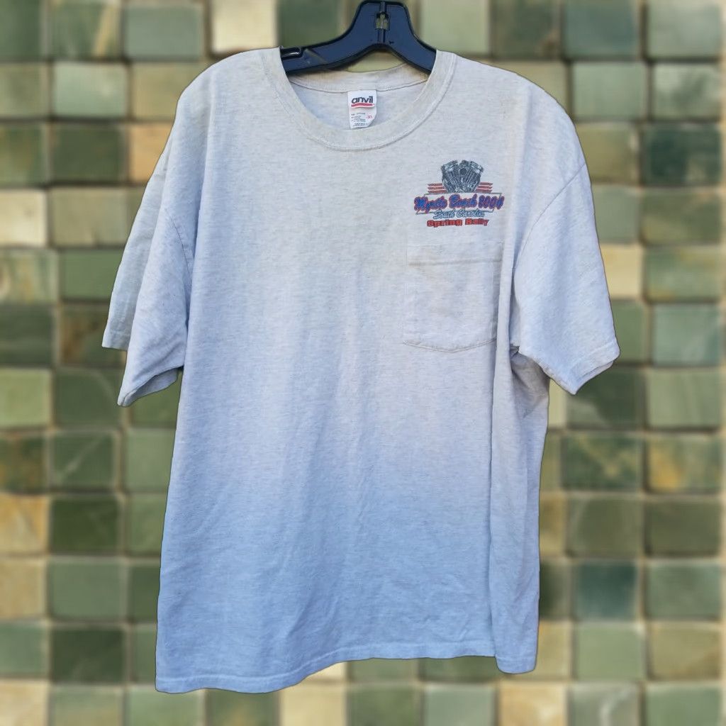 Vintage Vintage Myrtle Beach Spring Break Motorcycle Rally harley hog Shirt xl gray Crew Neck XL Adult Men 90s Vintage Print Shirt Men Size US XL / EU 56 / 4 - 1 Thumbnail