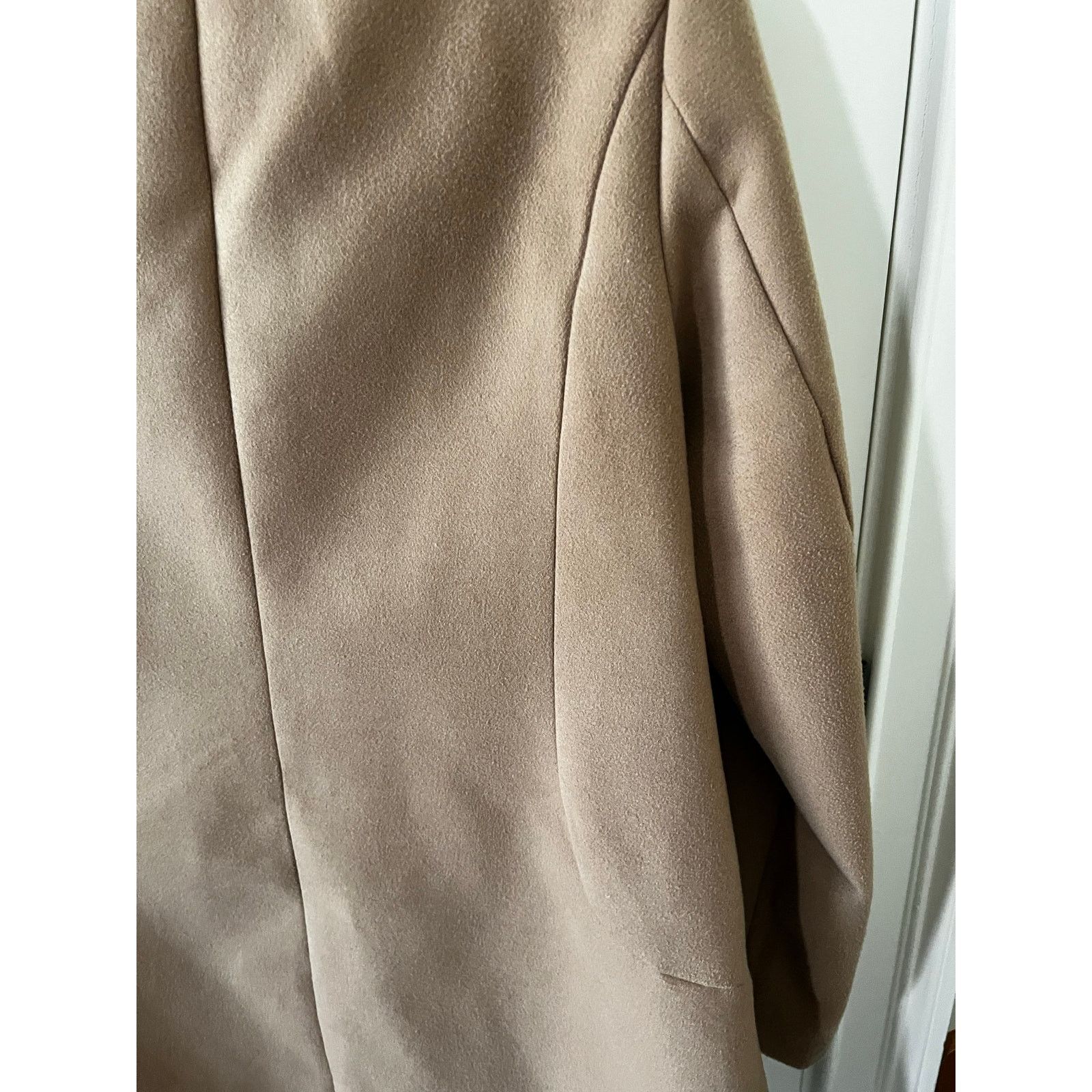 Covington Cocoon Long Tan Pea Coat Tweed Zip-up Jacket Pockets Medium Size M / US 6-8 / IT 42-44 - 16 Thumbnail