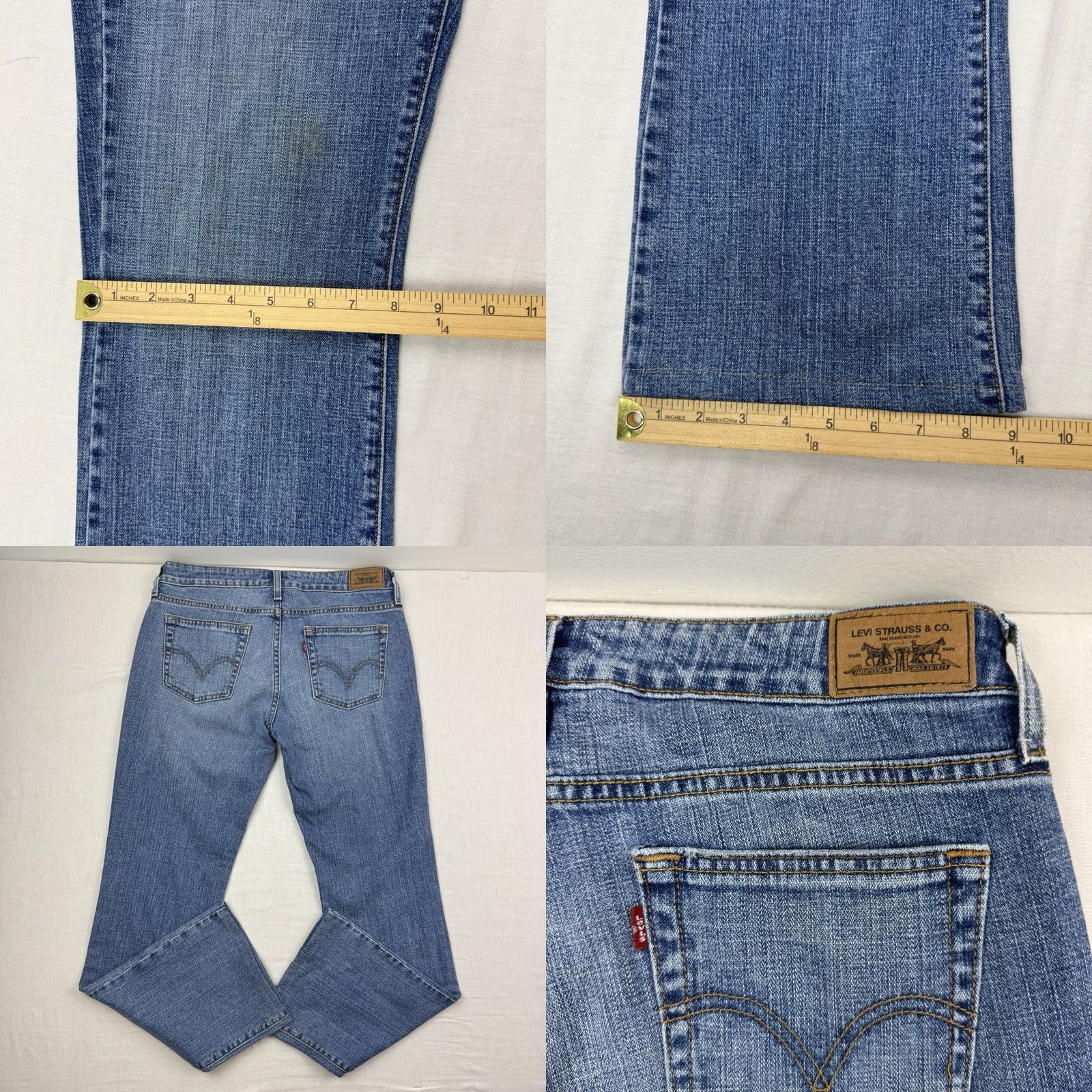 Levi's VINTAGE Levis 545 Low Bootcut Jeans Womens 30x31 Mid Rise Hipster Y2K Blue Denim Cotton Spandex Size 30" / US 8 / IT 44 - 9 Thumbnail