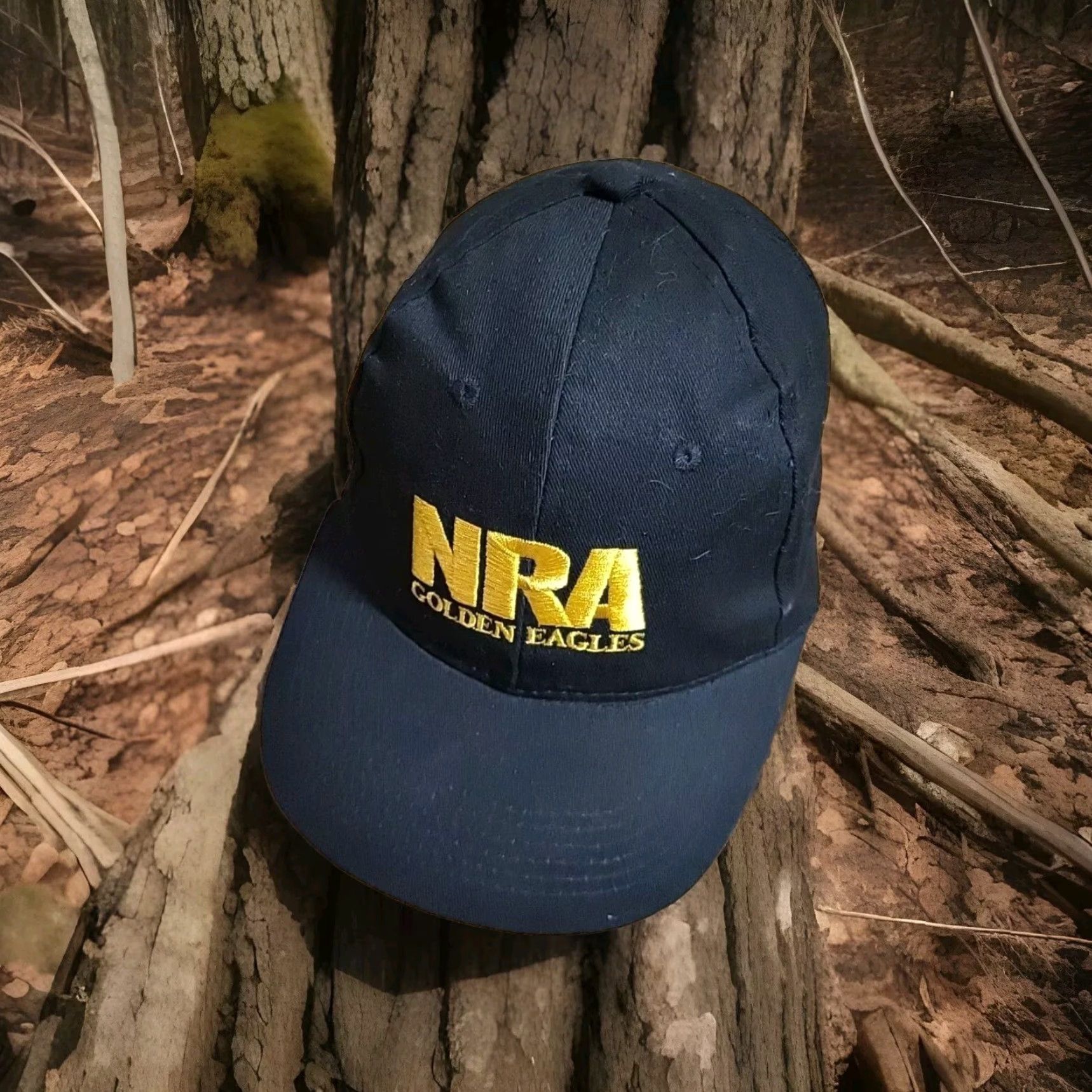 Vintage VINTAGE NRA Golden Eagles Embroidered Black Adjustable USA Flag Hat Baseball Cap Men One Size Cotton Canvas USA Flag Embroidered Adjustable Mens Size ONE SIZE - 2 Thumbnail