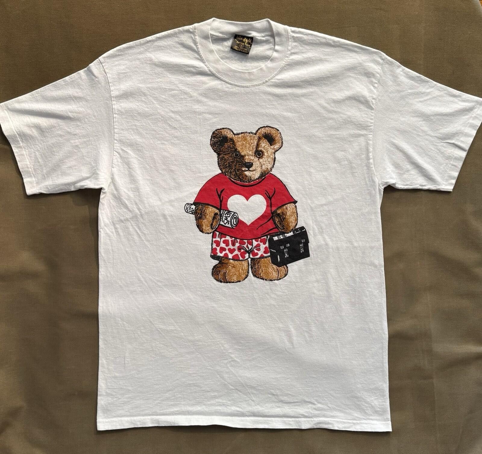 Vintage Vintage 90s Teddy Bear Heart White Single Stitch T-Shirt New Size US XL / EU 56 / 4 - 1 Thumbnail